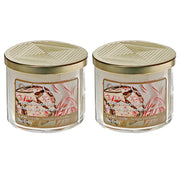14 Oz Three Wick Jar Candle with Metal Lid Peppermint Bark Fragrance - Set of 2, Holiday Candle, Christmas Decor, Festive Table Accent
