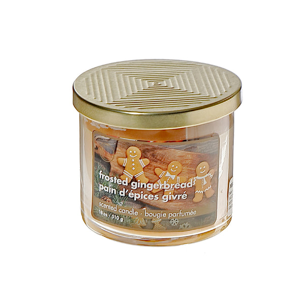14 Oz 3 Wick Jar Candle With Metal Lid (Frosted Gingerbread) - Set of 2