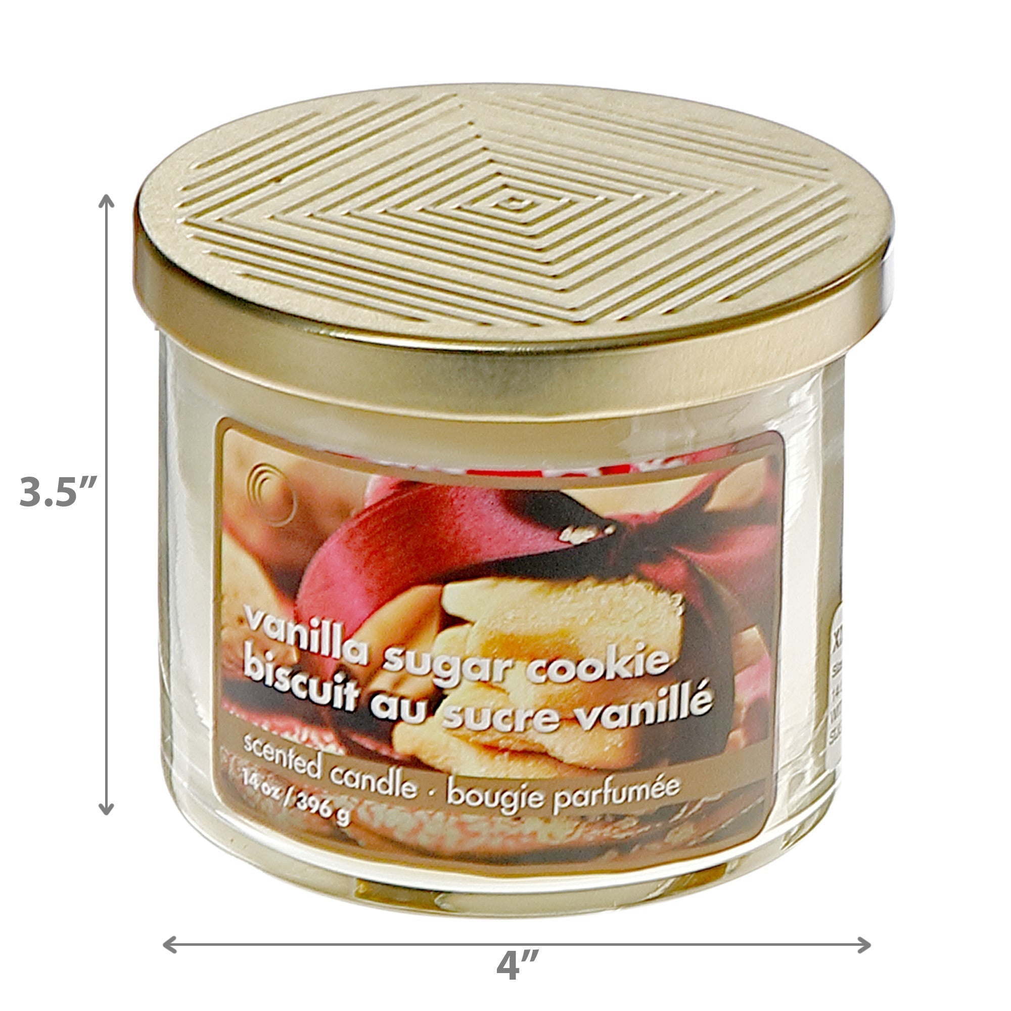 14 Oz Three Wick Jar Candle with Metal Lid Vanilla Sugar Cookie Fragrance - Set of 2, Holiday Candle, Christmas Home Decor, Festive Table Accent