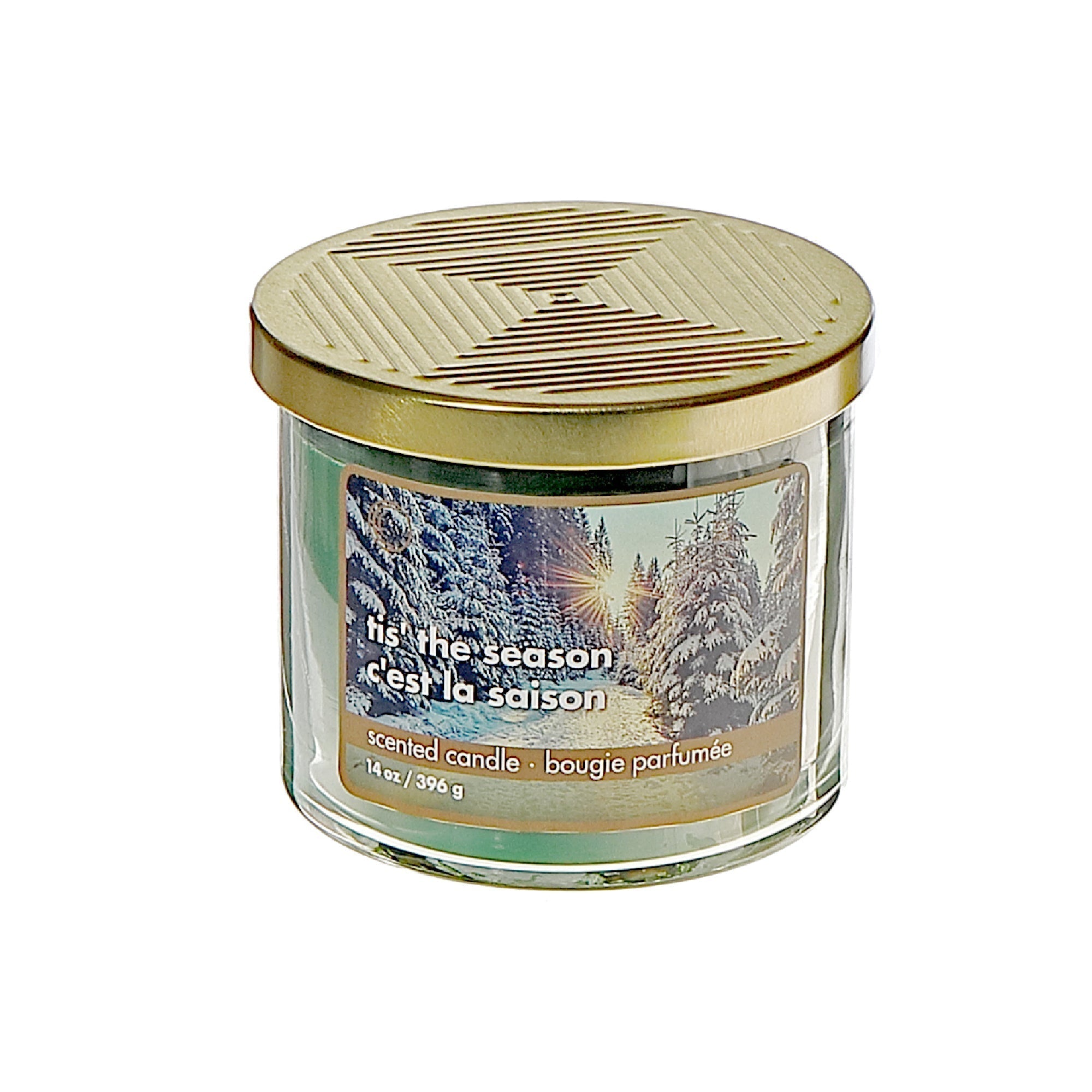 14 Oz Three Wick Jar Candle with Metal Lid Tis The Season Fragrance - Set of 2, Christmas Candle, Holiday Home Decor, Festive Table Accent