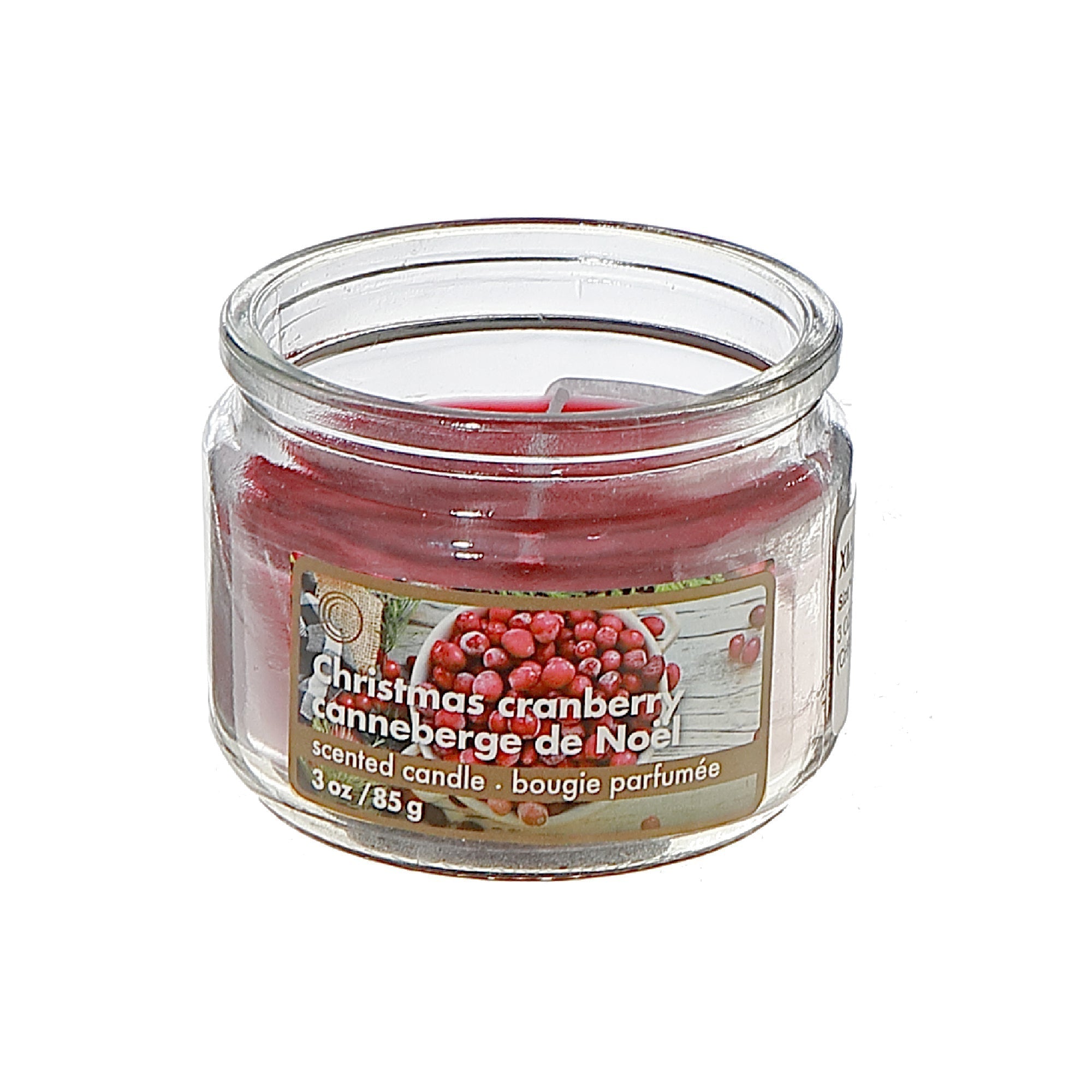 3oz Scented Jar Candle with Christmas Cranberry Fragrance - Set of 6, Holiday Candle, Christmas Decor, Festive Table Accent