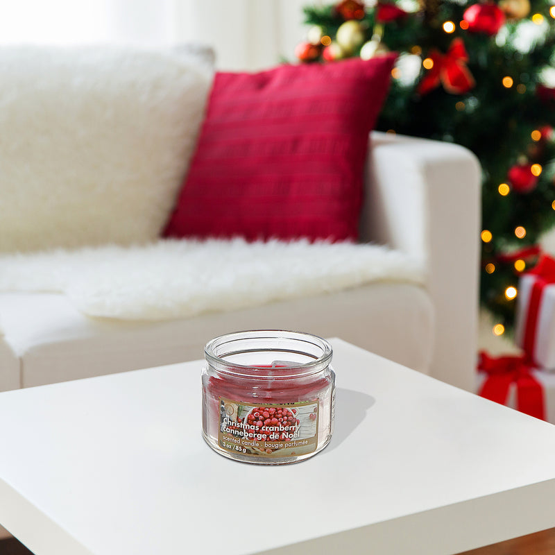 3 Oz Scented Jar Candle (Christmas Cranberry) - Set of 6