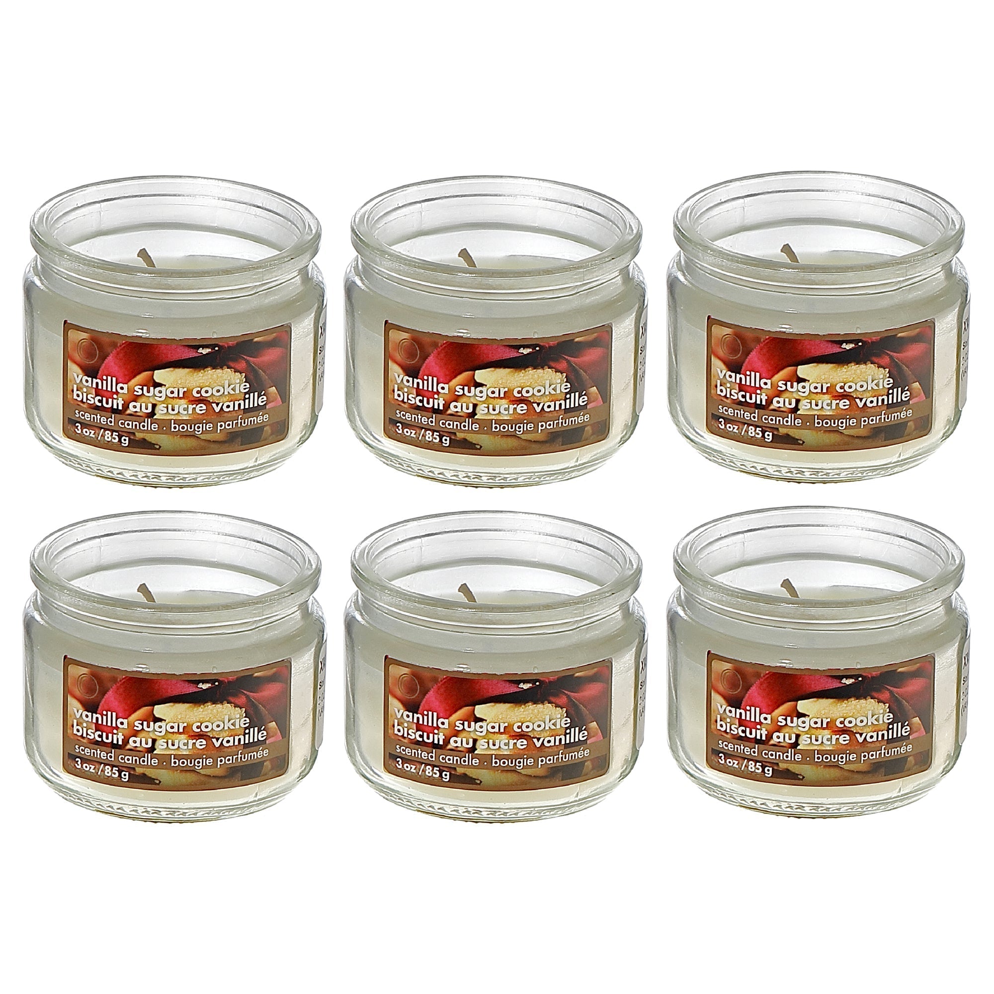 3oz Scented Jar Candle with Vanilla Sugar Cookie Fragrance - Set of 6, Christmas Candle, Holiday Table Decor, Festive Gift