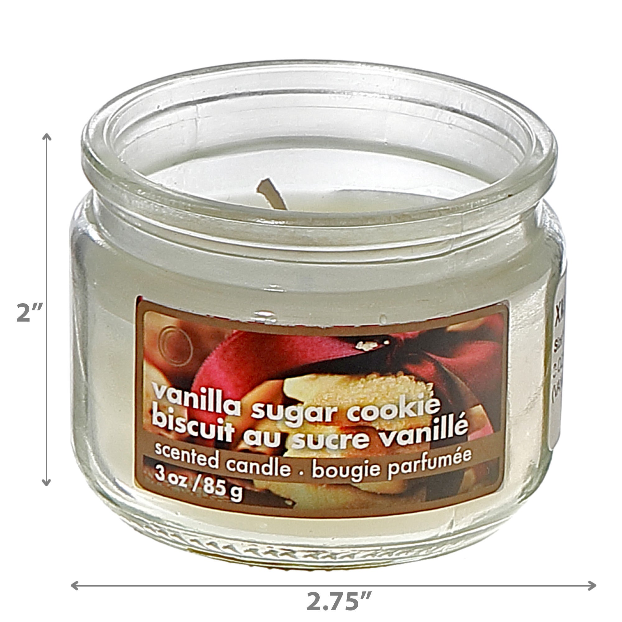 3oz Scented Jar Candle with Vanilla Sugar Cookie Fragrance - Set of 6, Christmas Candle, Holiday Table Decor, Festive Gift