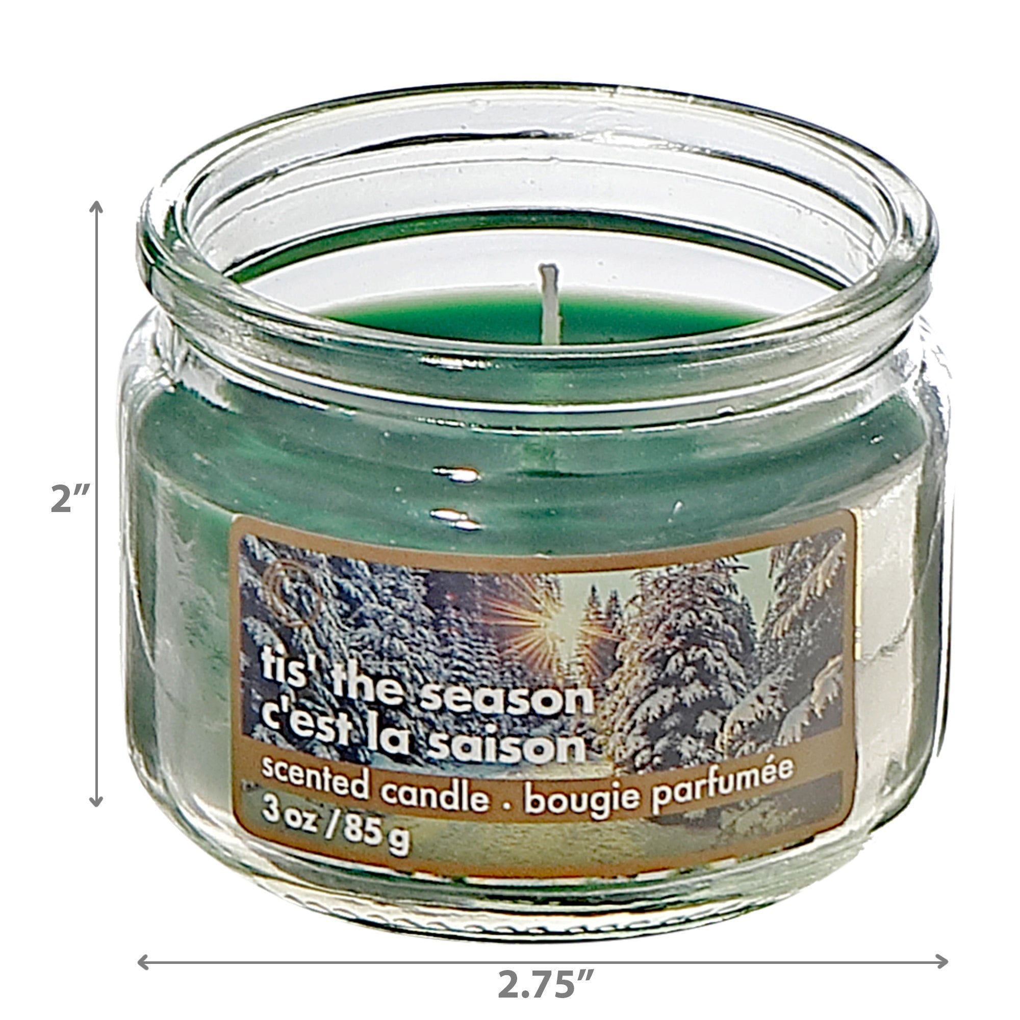 3oz Scented Jar Candle with Tis The Season Fragrance - Set of 6, Holiday Candle, Christmas Table Accent, Festive Gift