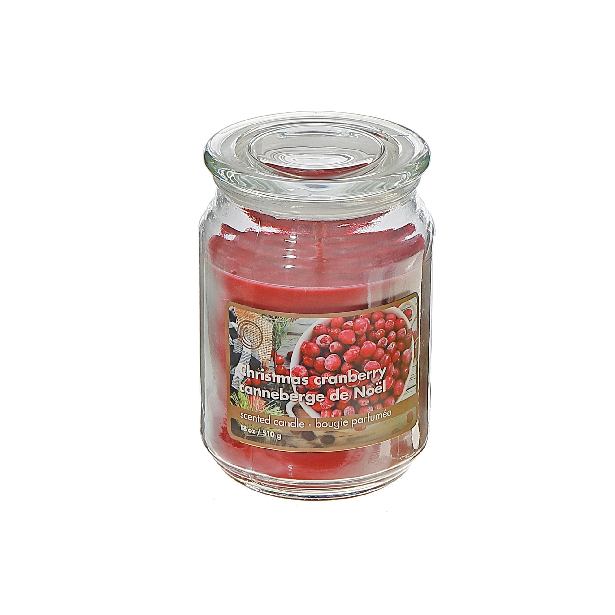 18 oz Scented Jar Candle with Christmas Cranberry Fragrance - Set of 2, Holiday Candle, Christmas Decor, Festive Home Accent