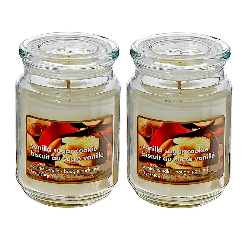 18 Oz Scented Jar Candle (Vanilla Sugar Cookie) - Set of 2