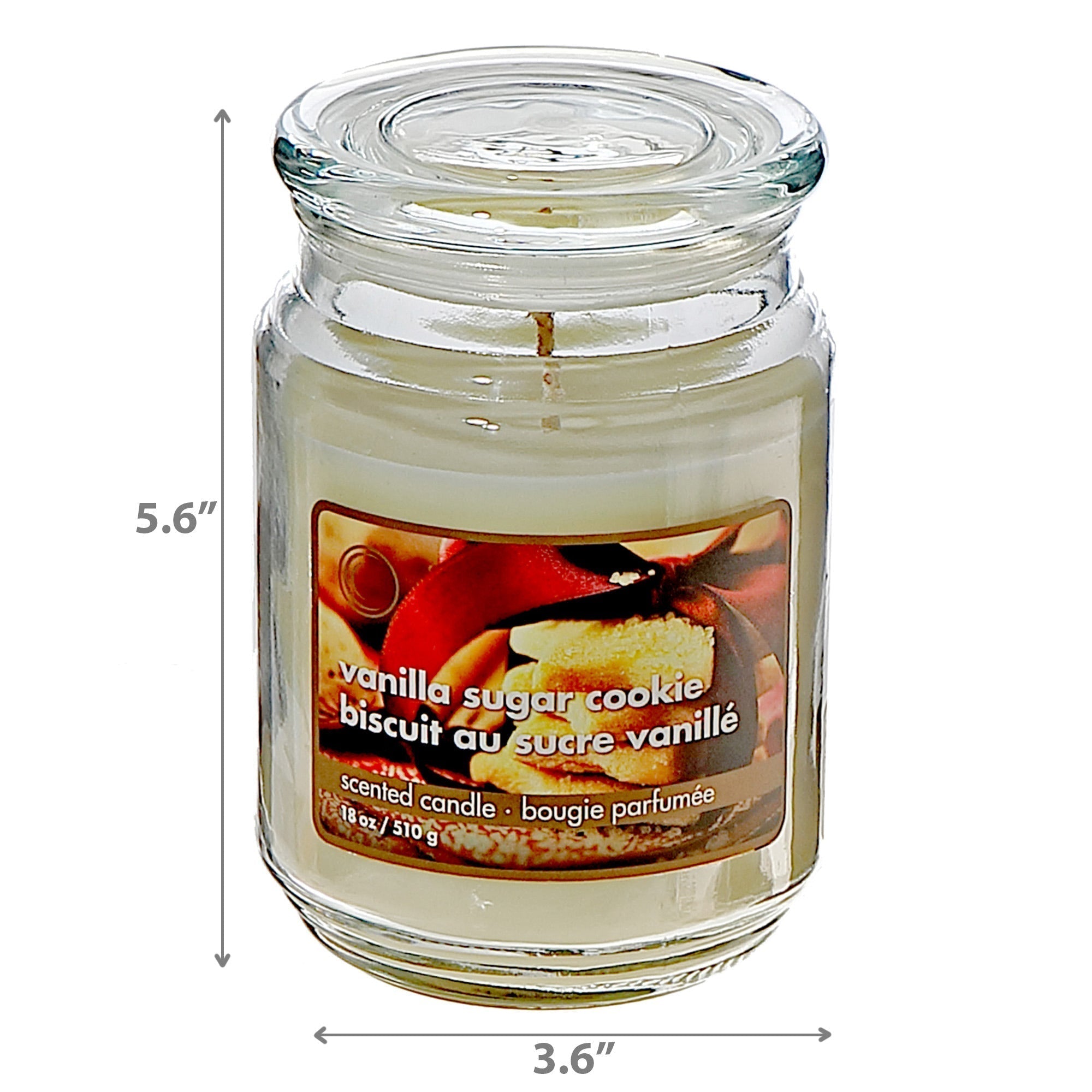 18 oz Scented Jar Candle with Vanilla Sugar Cookie Fragrance - Set of 2, Holiday Candle, Christmas Home Decor, Festive Accent