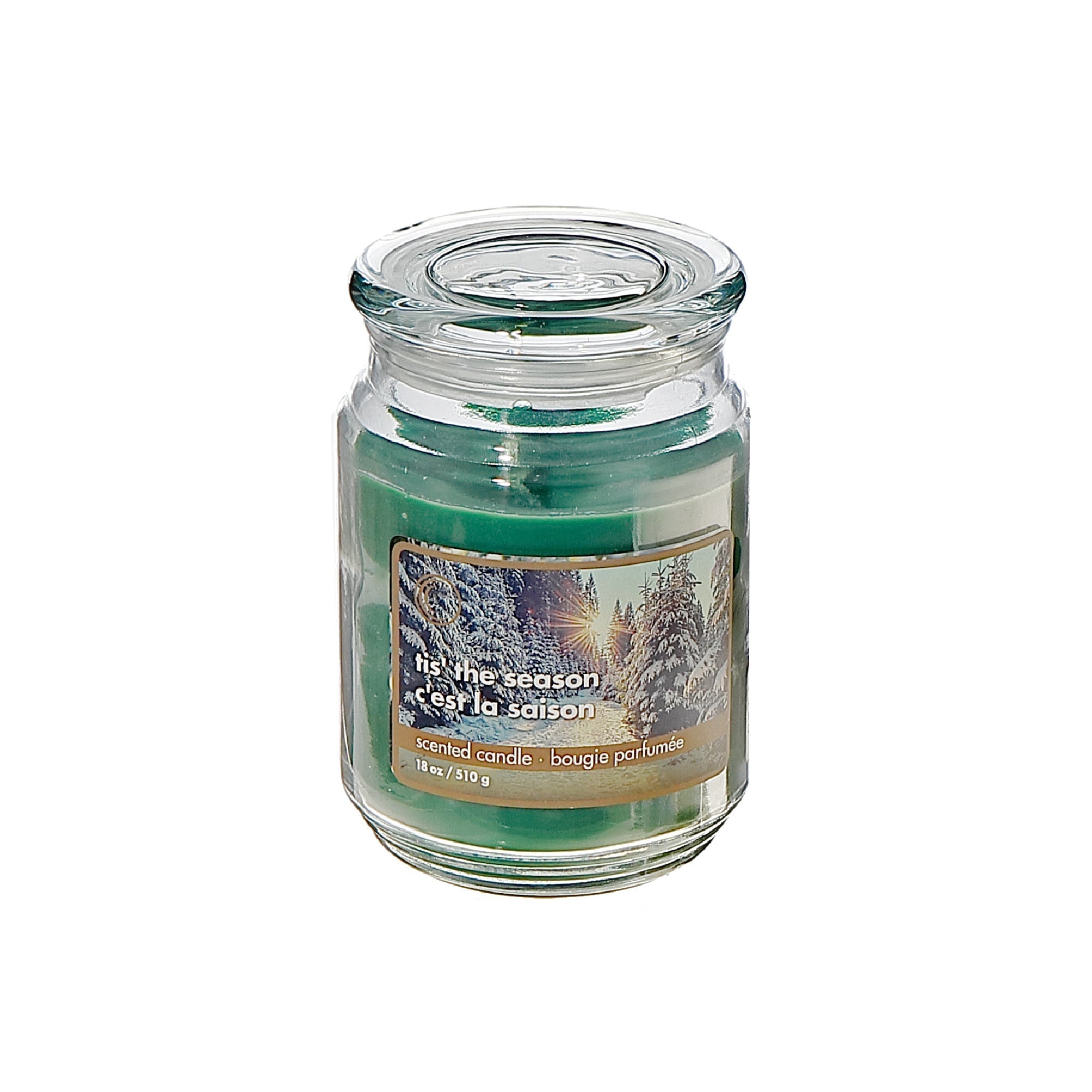 18 oz Scented Jar Candle with Tis The Season Fragrance - Set of 2, Christmas Candle, Holiday Decor, Festive Home Accent