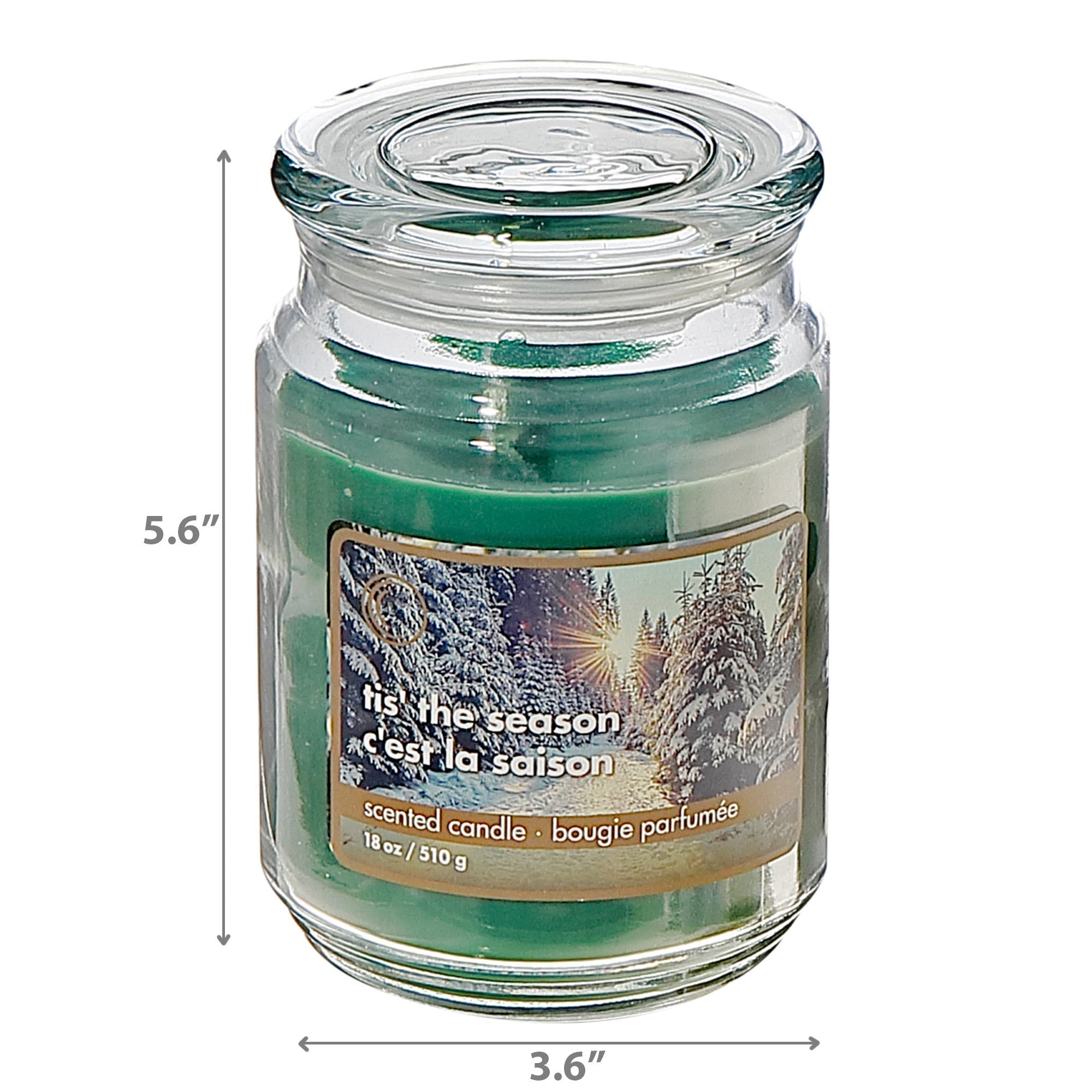 18 oz Scented Jar Candle with Tis The Season Fragrance - Set of 2, Christmas Candle, Holiday Decor, Festive Home Accent
