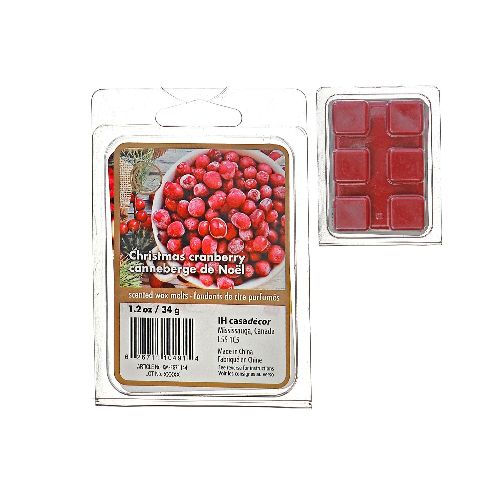 Six Pack Scented Wax Melts Christmas Cranberry Fragrance - Set of 6, Holiday Candle Alternative, Christmas Home Fragrance, Festive Table Accent