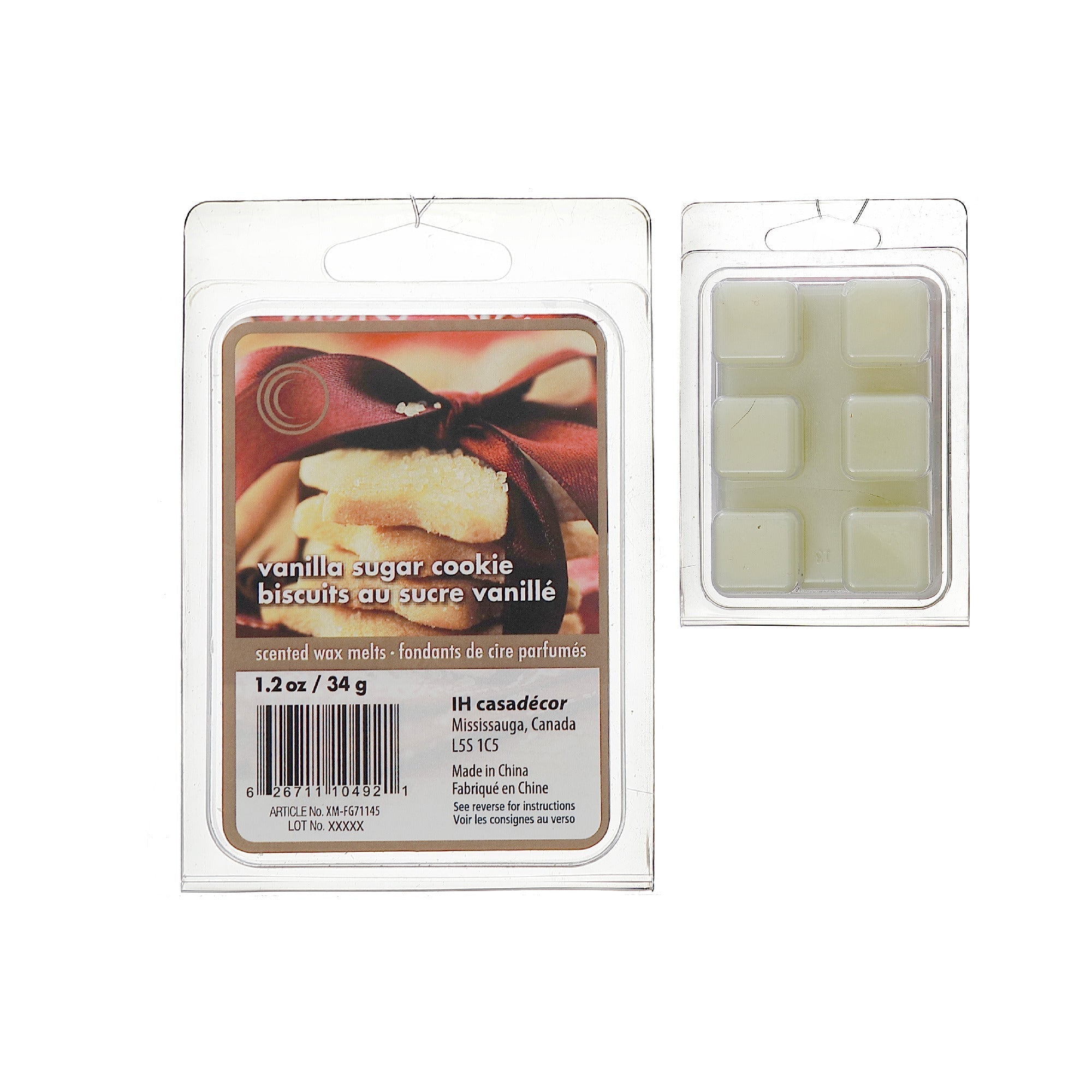 Six Pack Scented Wax Melts Vanilla Sugar Cookie Fragrance - Set of 6, Holiday Candle Alternative, Christmas Home Fragrance, Festive Table Accent