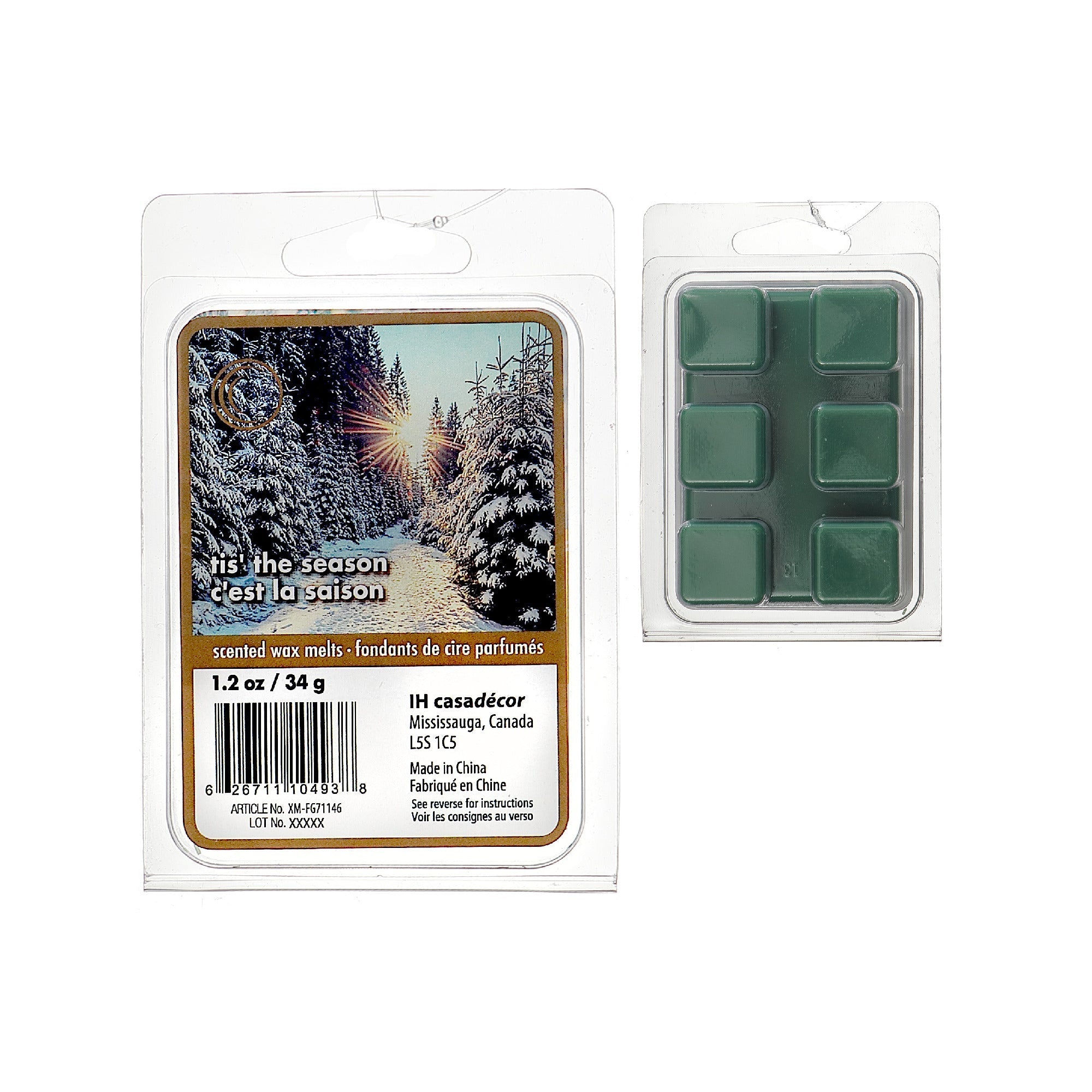 Six Pack Scented Wax Melts Tis The Season Fragrance - Set of 6, Holiday Candle Alternative, Christmas Home Fragrance, Festive Table Accent