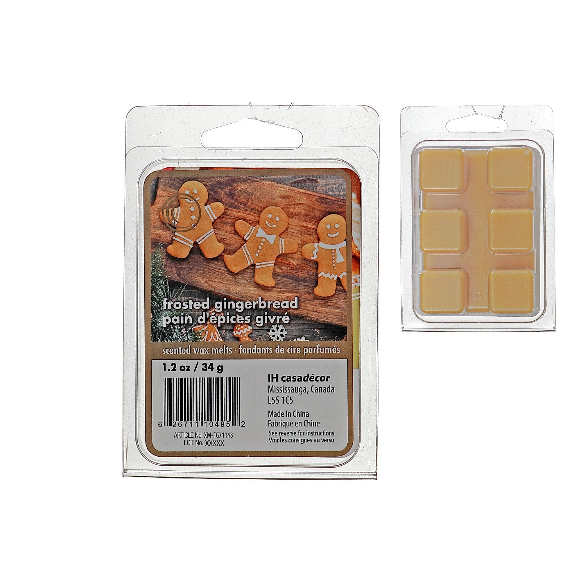Six Pack Scented Wax Melts Frosted Gingerbread Fragrance - Set of 6, Holiday Candle Alternative, Christmas Home Fragrance, Festive Table Accent