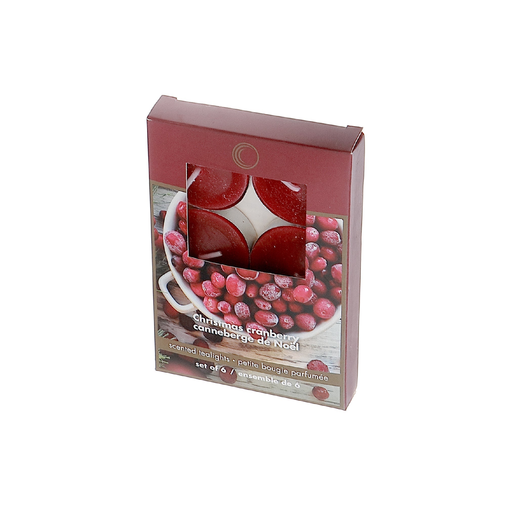 Six Pack Metal Cup Scented Tealight Candles with Christmas Cranberry Fragrance - Set of 6, Holiday Candle, Festive Table Decor