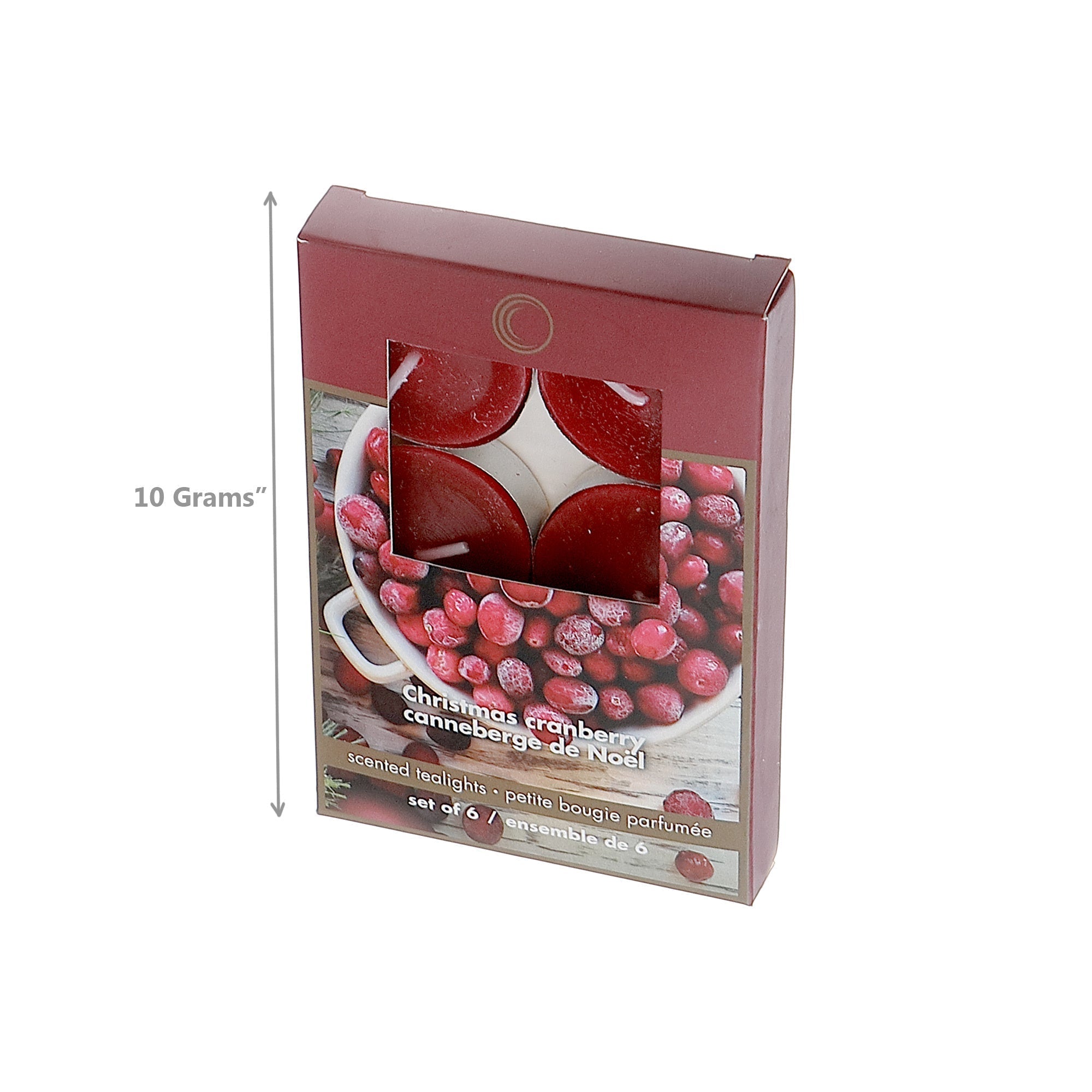Six Pack Metal Cup Scented Tealight Candles with Christmas Cranberry Fragrance - Set of 6, Holiday Candle, Festive Table Decor