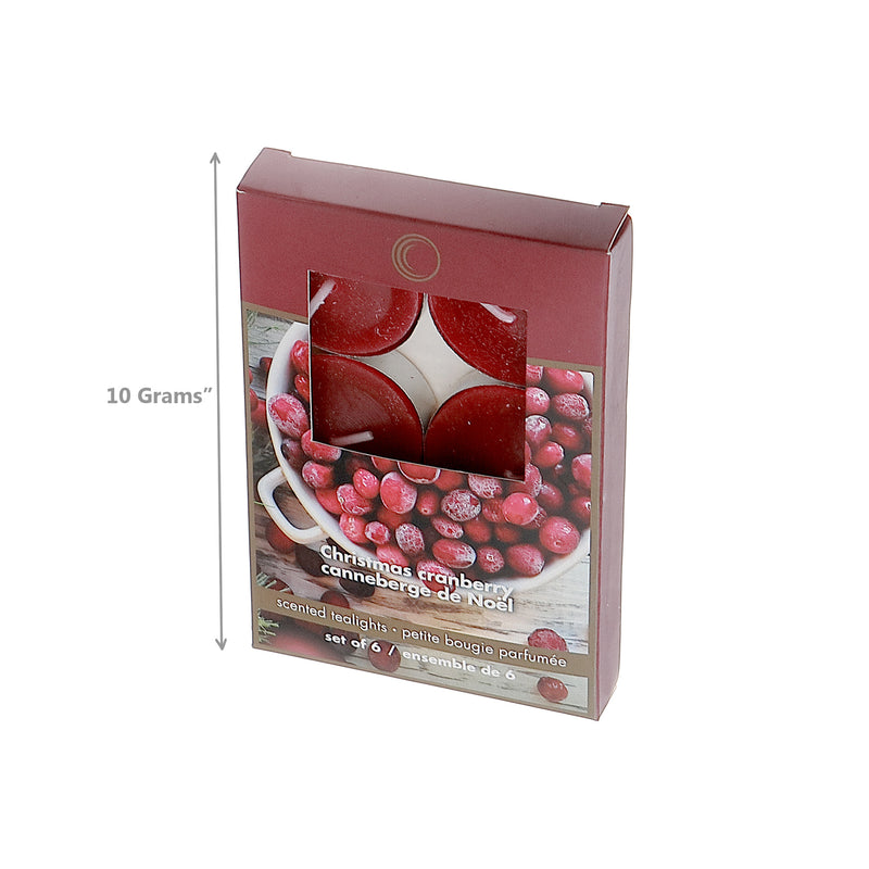 6 Pk Metal Cup Scented Tealights (Christmas Cranberry) - Set of 6