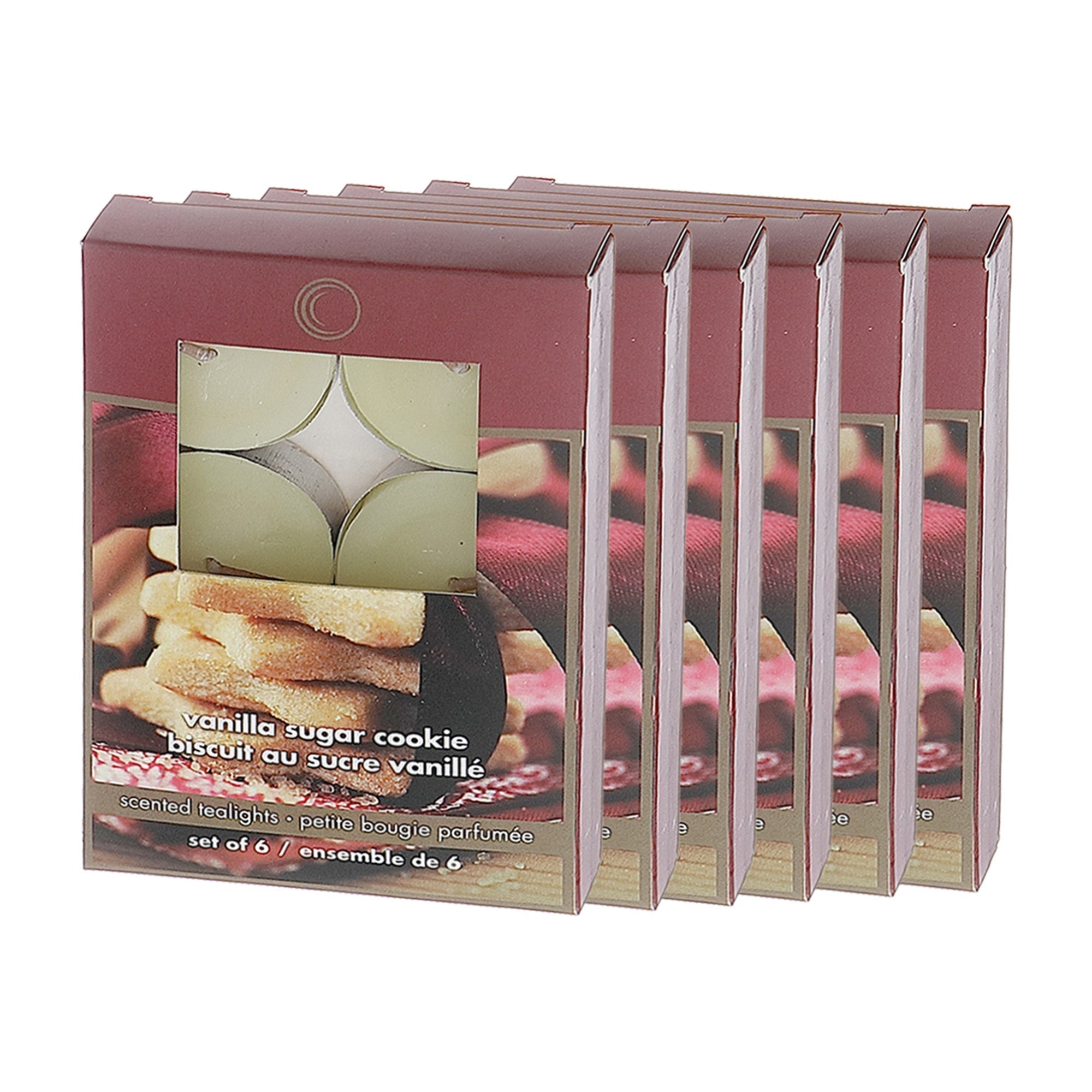 Six Pack Metal Cup Scented Tealight Candles with Vanilla Sugar Cookie Fragrance - Set of 6, Christmas Candle, Holiday Table Decor