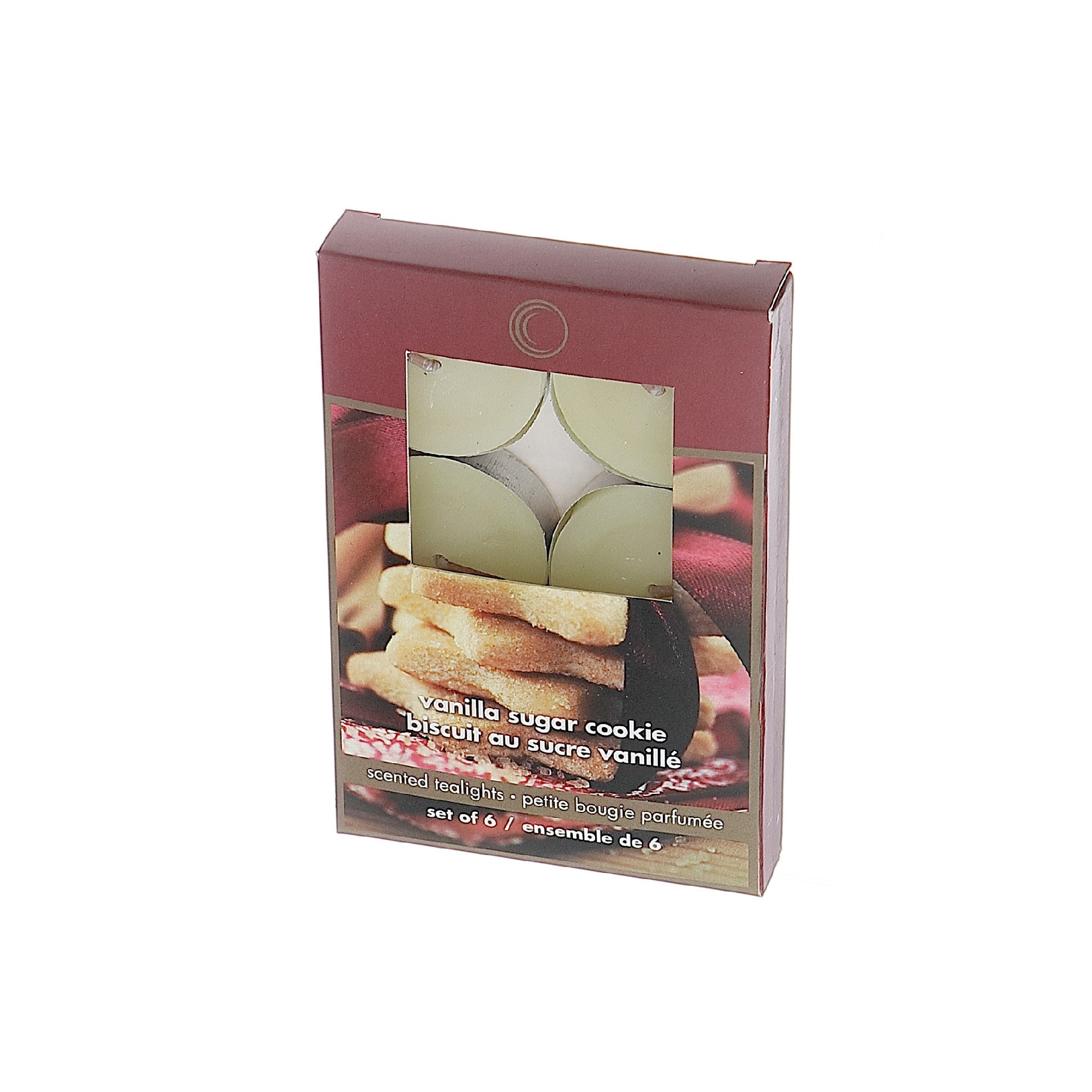 Six Pack Metal Cup Scented Tealight Candles with Vanilla Sugar Cookie Fragrance - Set of 6, Christmas Candle, Holiday Table Decor
