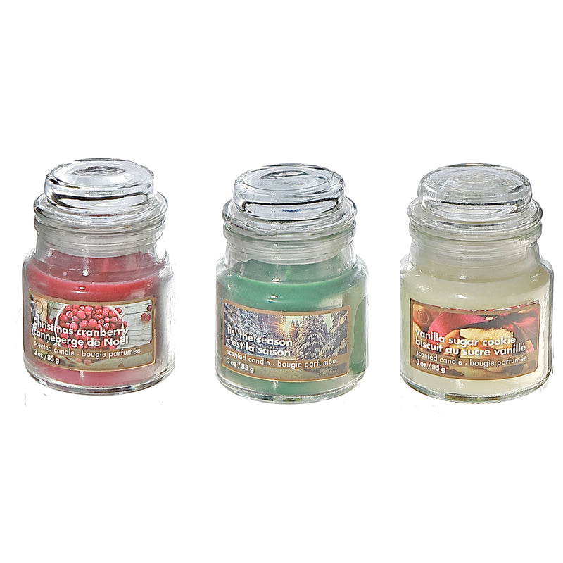 3 Pack Assorted 3Oz Scented Glass Jar Candle Gift Set