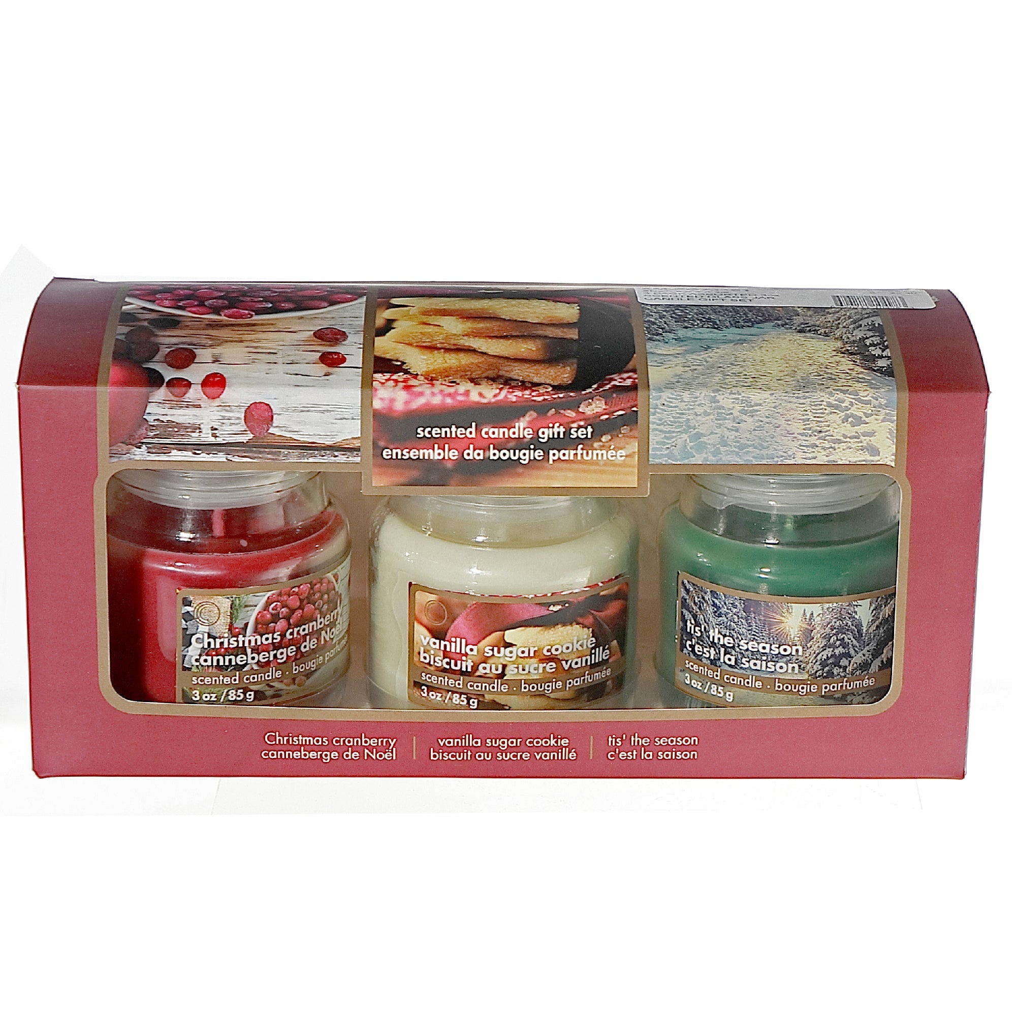 Three Pack Assorted 3 oz Scented Glass Jar Candle Gift Set, Christmas Candle, Holiday Fragrance, Festive Gift Set