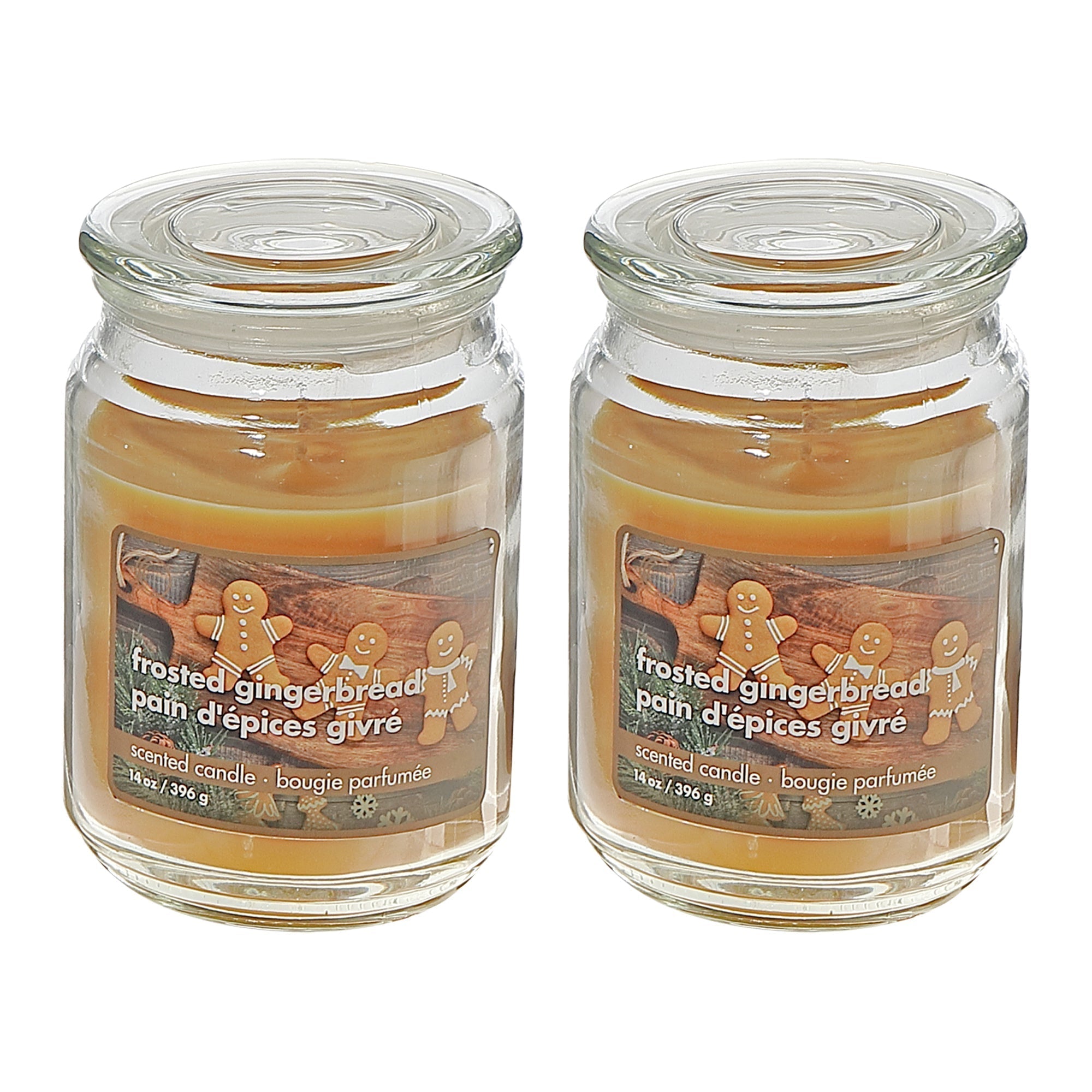 18 oz Scented Jar Candle with Frosted Gingerbread Fragrance - Set of 2, Christmas Candle, Holiday Decor, Festive Home Fragrance