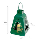 Metal Cut Out Lantern With Faux Candle (Tree) (Green)