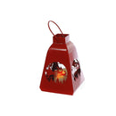Metal Cut Out Lantern With Faux Candle (Santa On Sleigh) (Red)