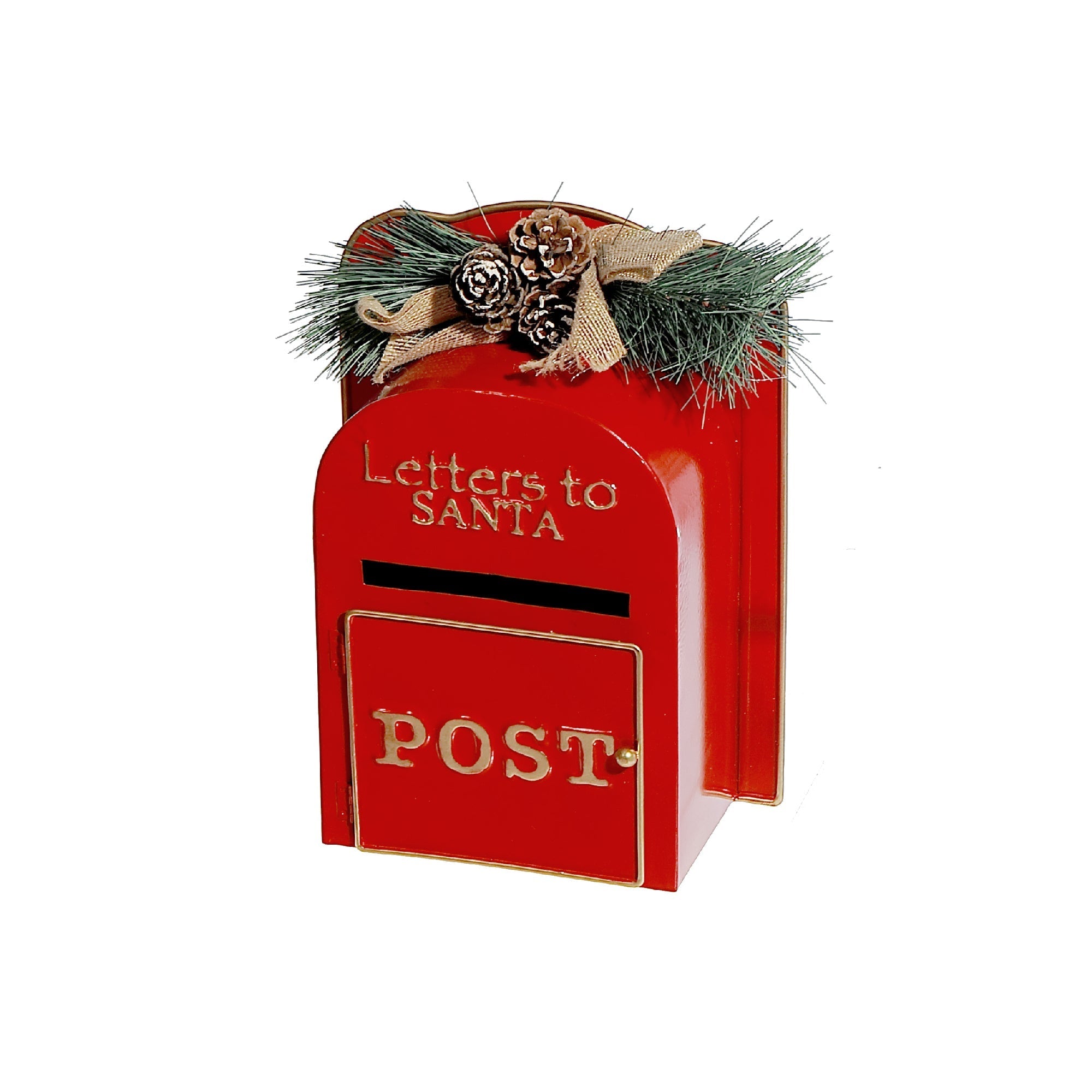 Red Metal Mailbox Letters to Santa – Christmas Outdoor Decoration, Holiday Mail Holder, Festive Seasonal Accent