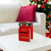 Red Metal Mailbox Letters to Santa – Christmas Outdoor Decoration, Holiday Mail Holder, Festive Seasonal Accent