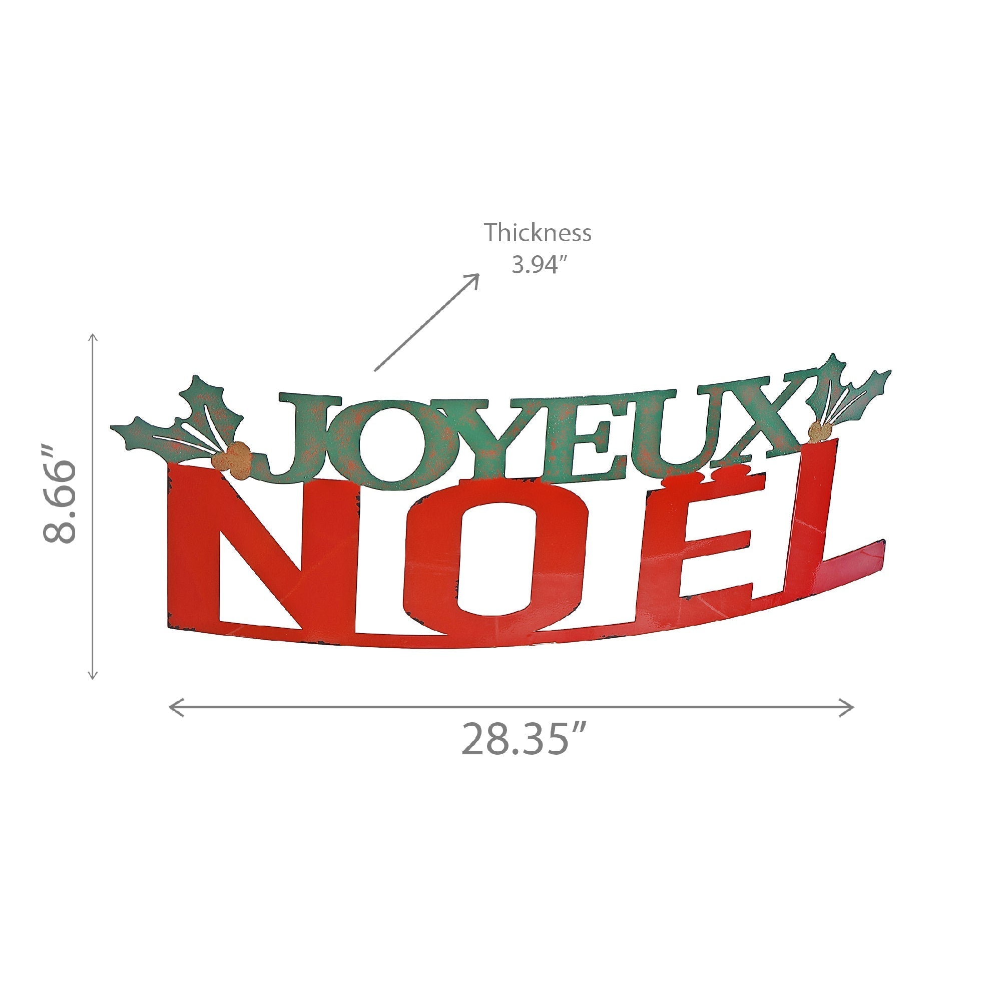 Curved Metal Table Sign Joyeux Noel – Christmas Tabletop Decoration, Holiday Festive Decor, Seasonal Indoor Accent, Holiday Celebration Decoration