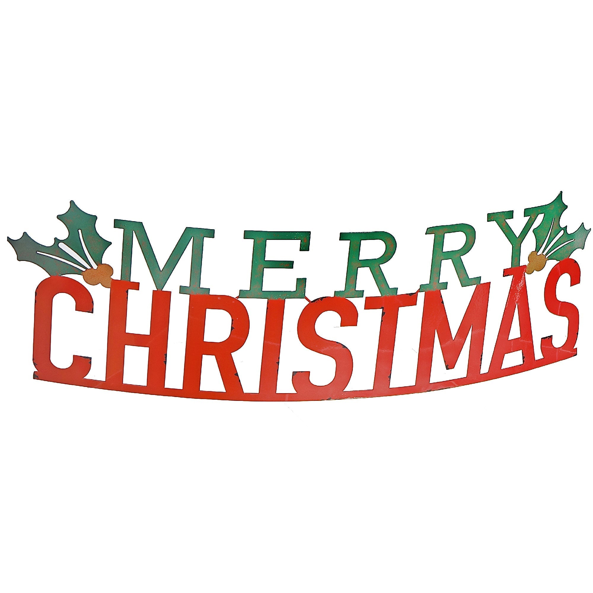 Curved Metal Table Sign Merry Christmas – Christmas Tabletop Decor, Holiday Decoration, Festive Seasonal Accent, Indoor Holiday Decoration