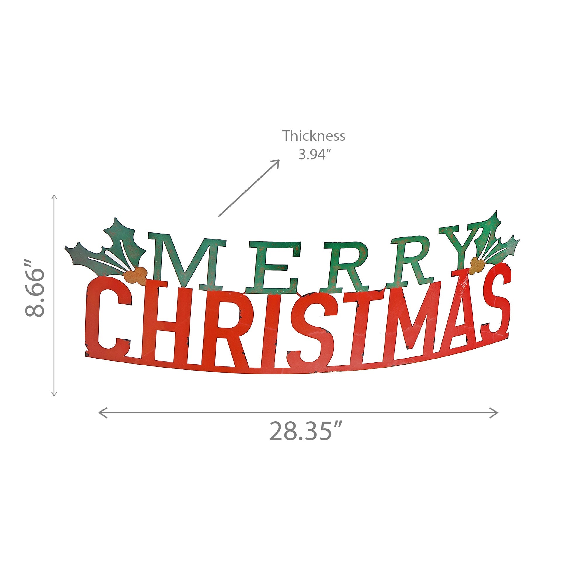 Curved Metal Table Sign Merry Christmas – Christmas Tabletop Decor, Holiday Decoration, Festive Seasonal Accent, Indoor Holiday Decoration