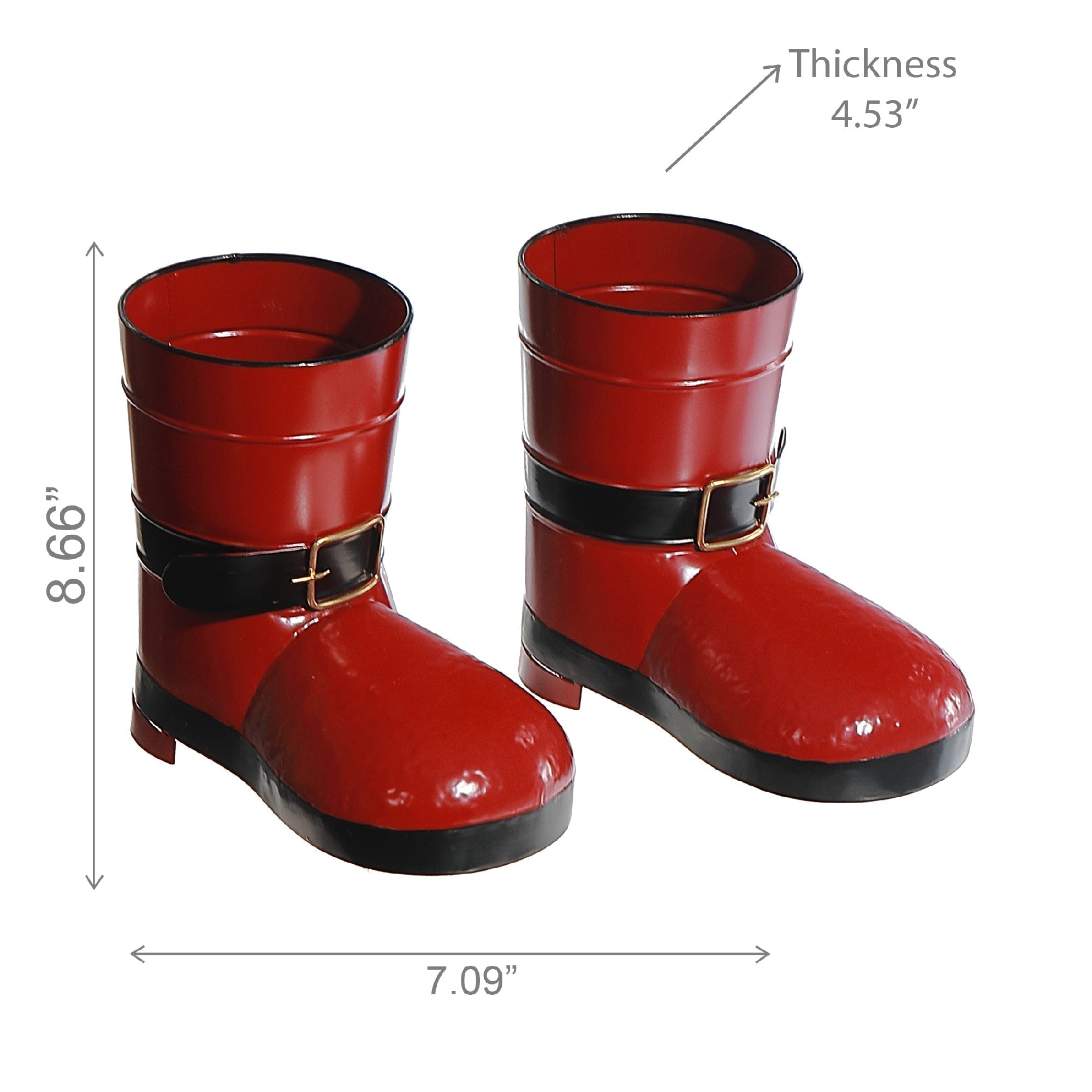 Red Metal Santa Boots Planter Set of 2 – Christmas Tabletop Planters, Holiday Home Accent, Festive Winter Decor
