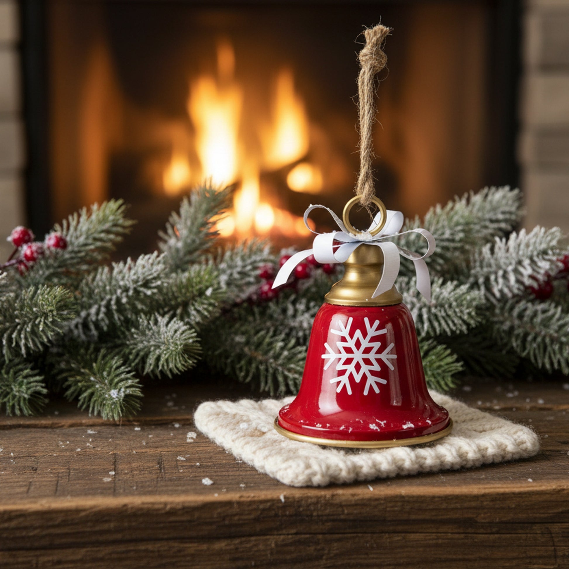 Red Metal Bell with Snowflake, Christmas, Holiday Decor