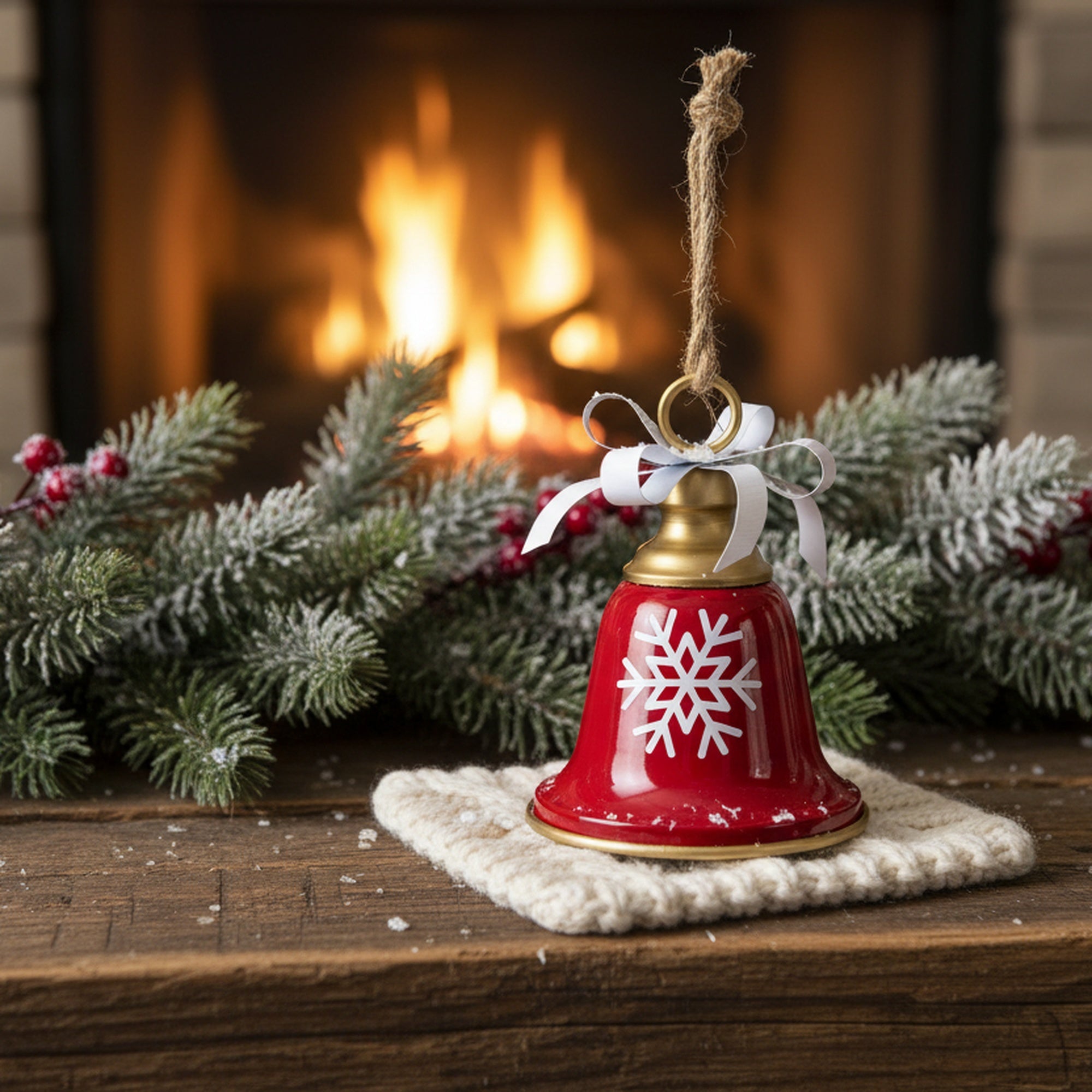 Red Metal Bell with Snowflake, Christmas, Holiday Decor