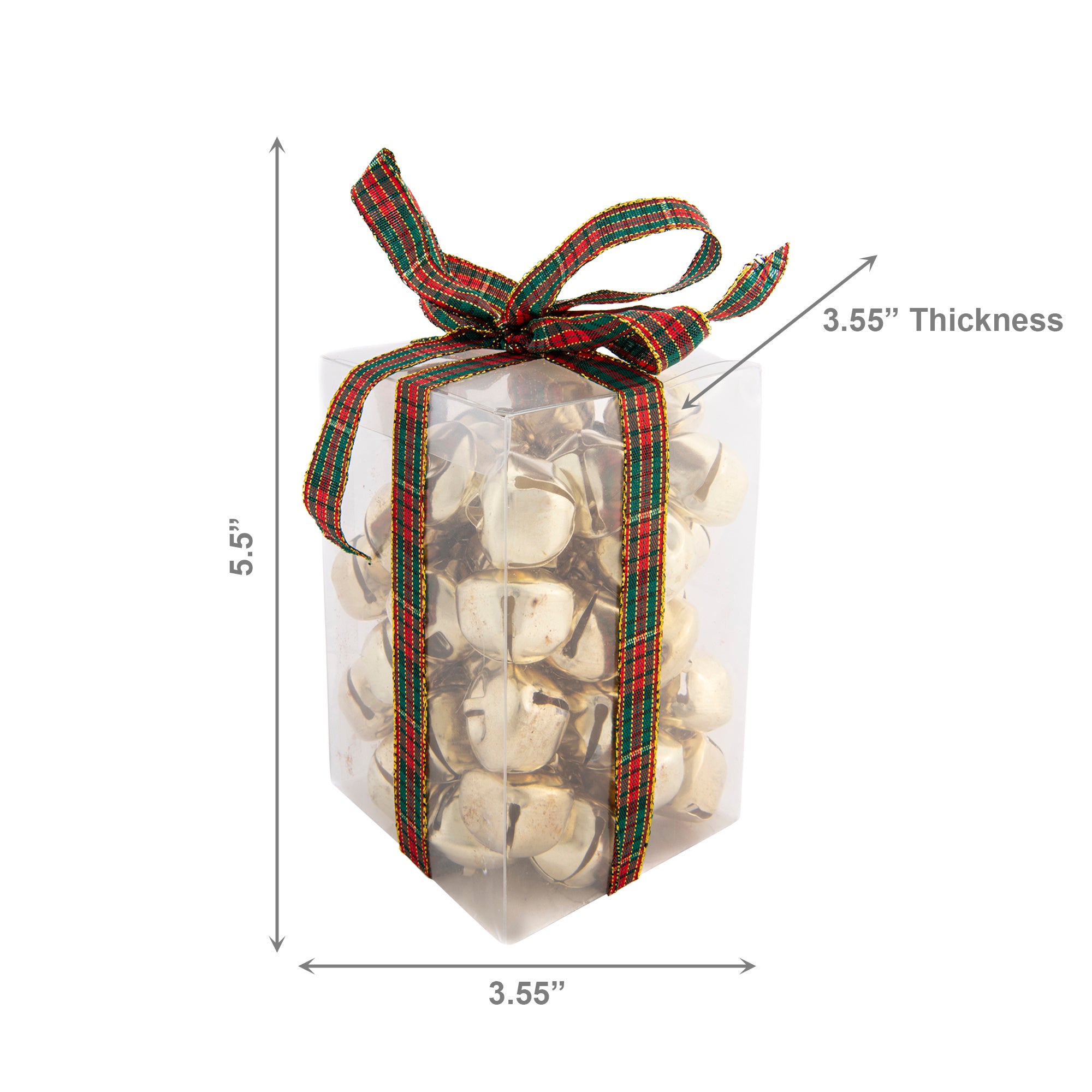 Jingle Bells in PVC Box Gold, Christmas, Jingle Bells, Holiday Decor