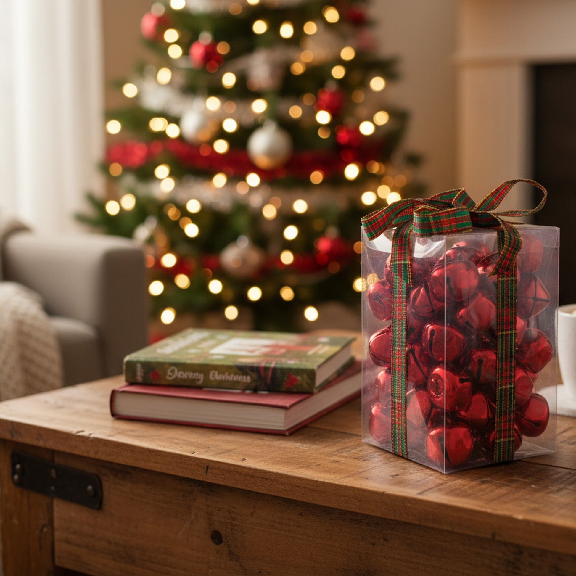Jingle Bells in PVC Box Red, Christmas, Jingle Bells, Holiday Decor