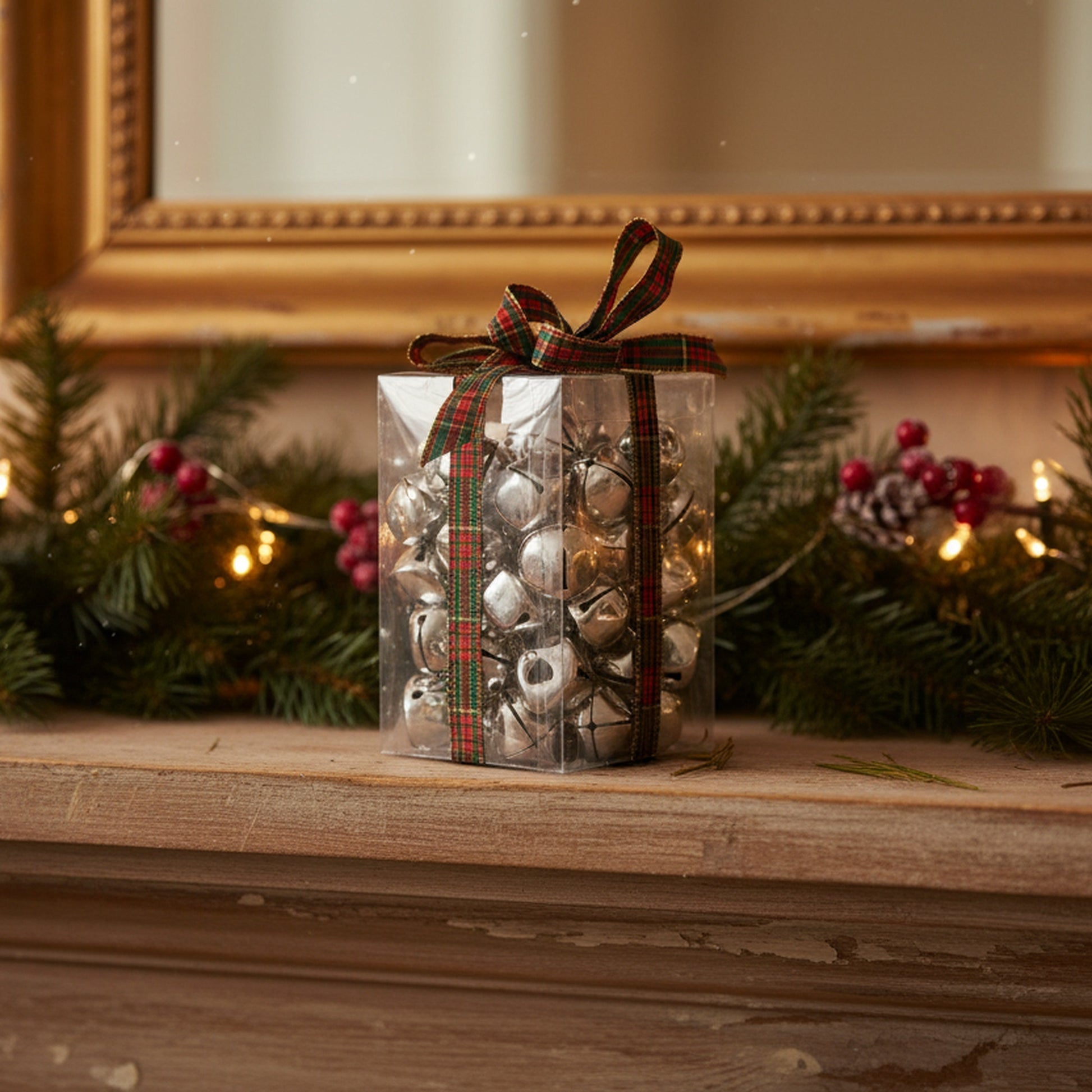 Jingle Bells in PVC Box Silver, Christmas, Jingle Bells, Holiday Decor