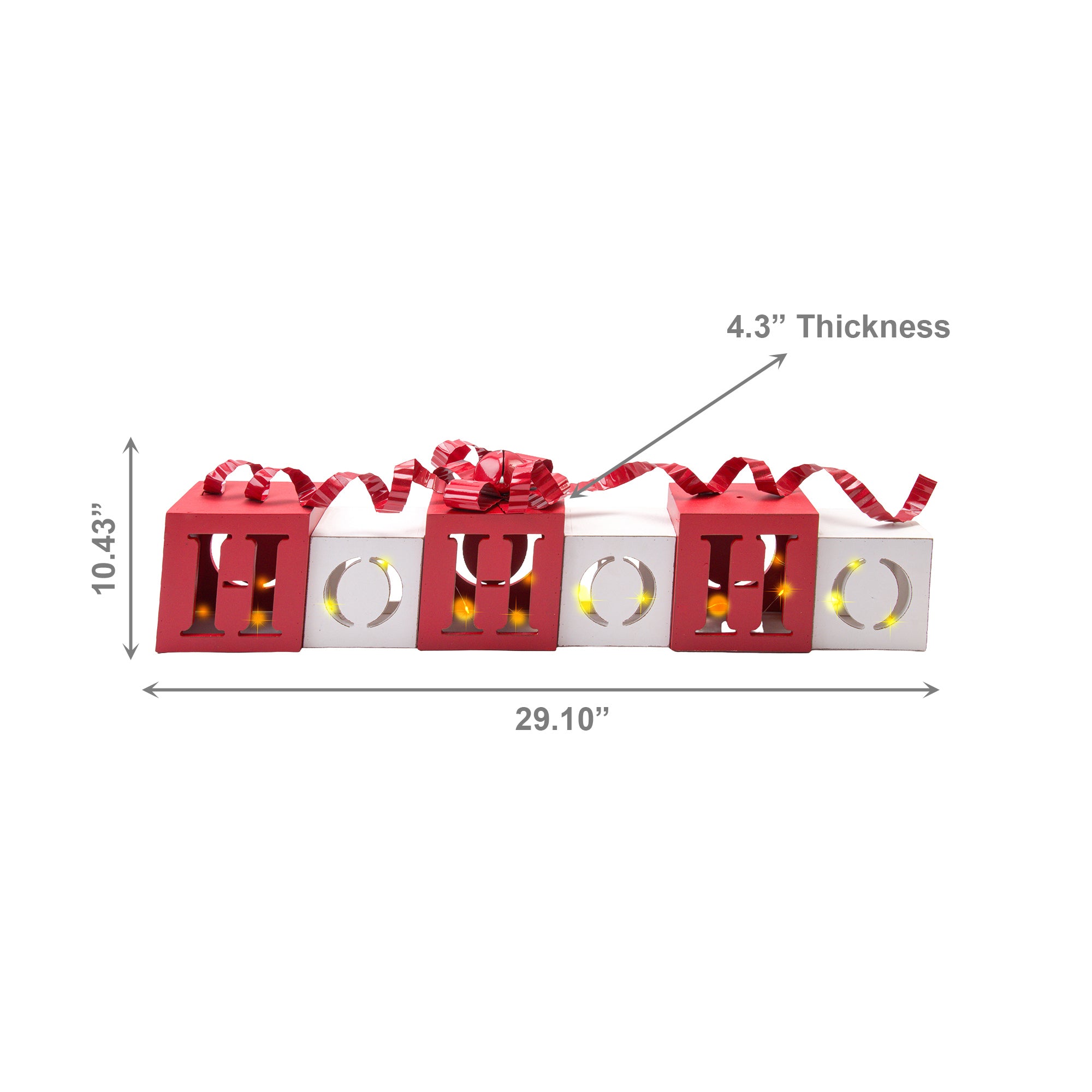 LED Red and White Wooden Decoration Ho Ho Ho, Holiday Decor
