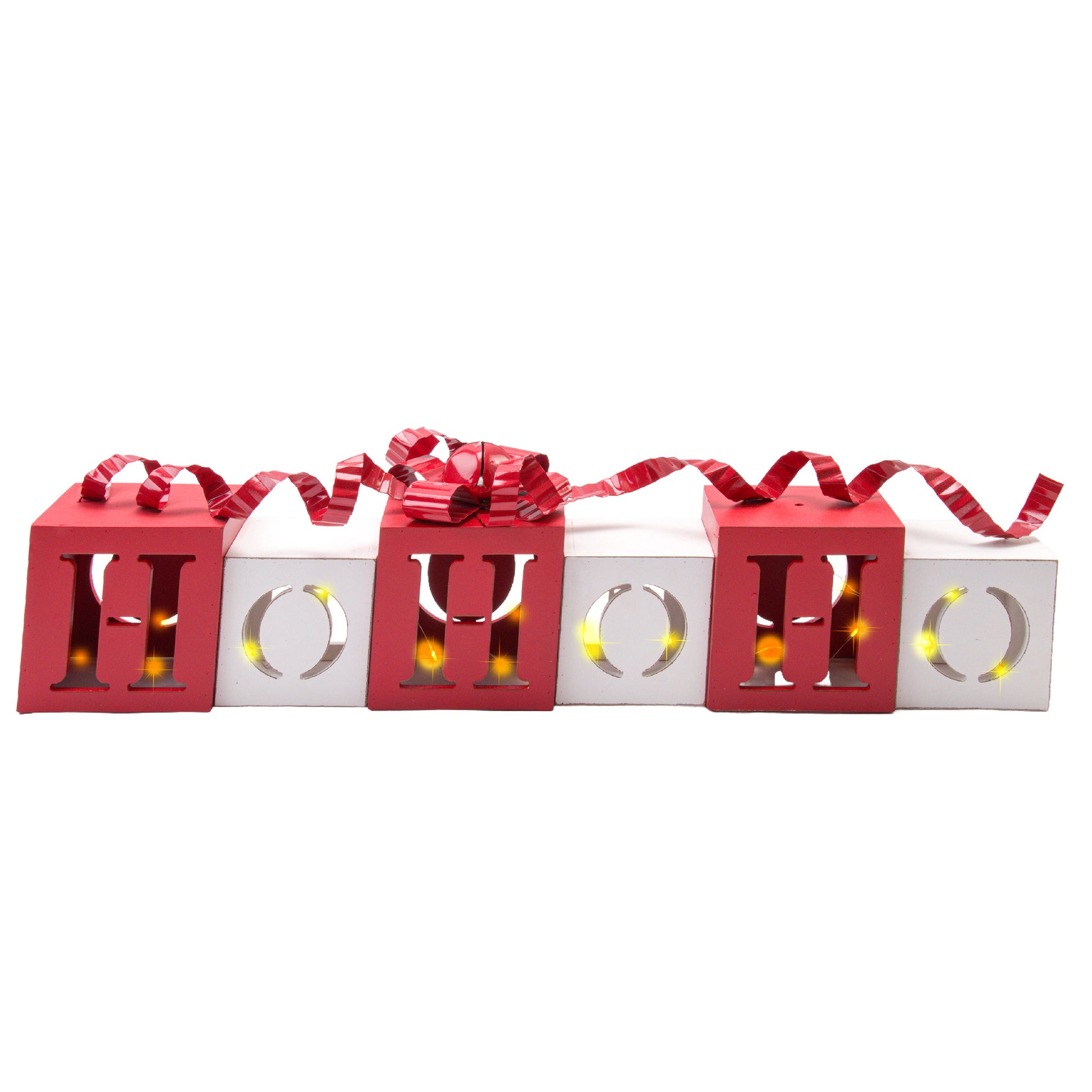 LED Red and White Wooden Decoration Ho Ho Ho, Holiday Decor