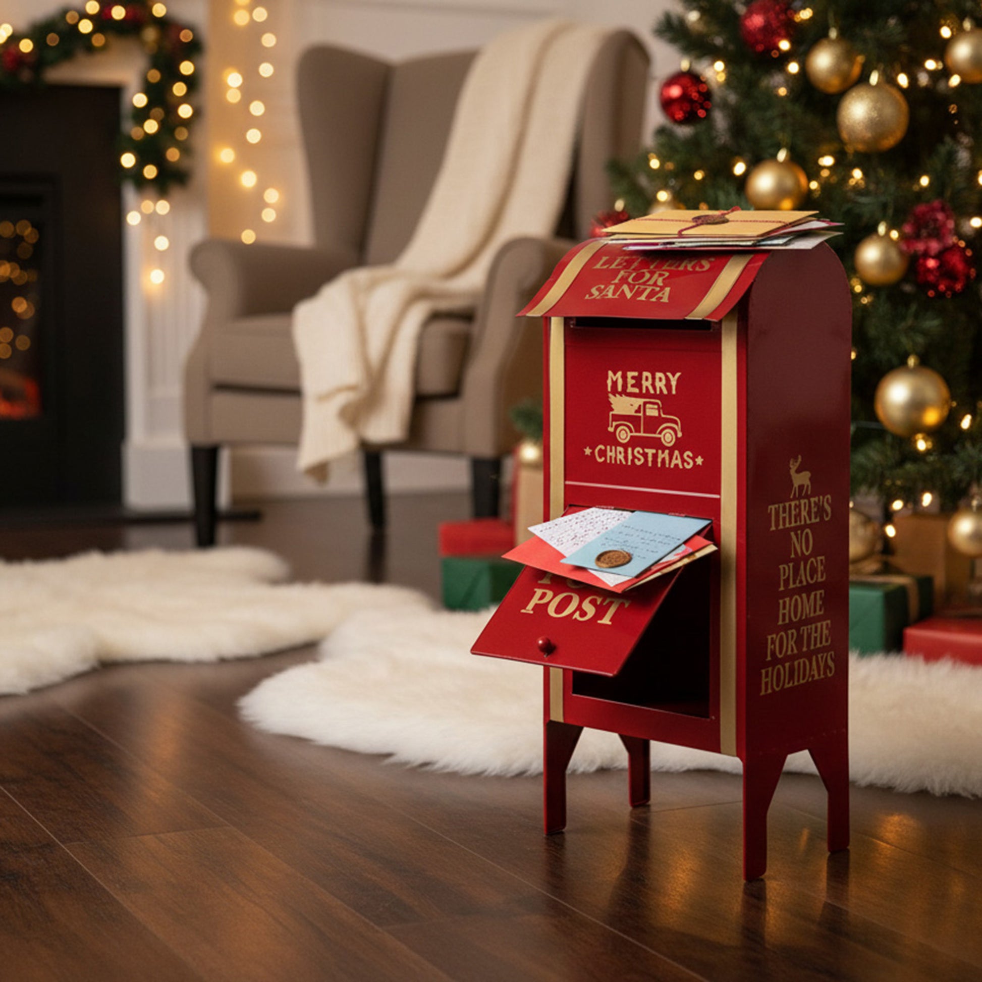 Red Metal Mailbox Letters for Santa, Christmas, Holiday Decor