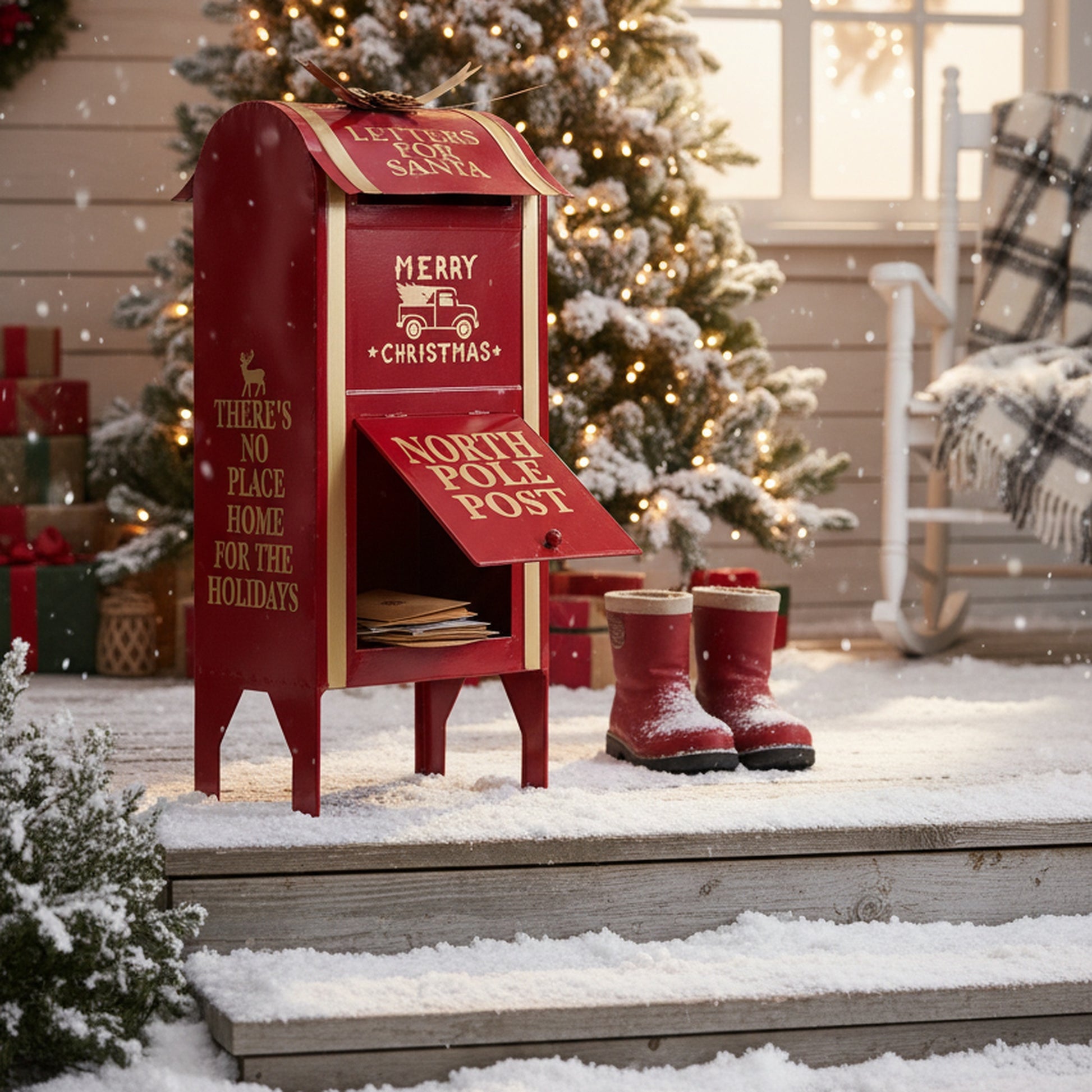 Red Metal Mailbox Letters for Santa, Christmas, Holiday Decor