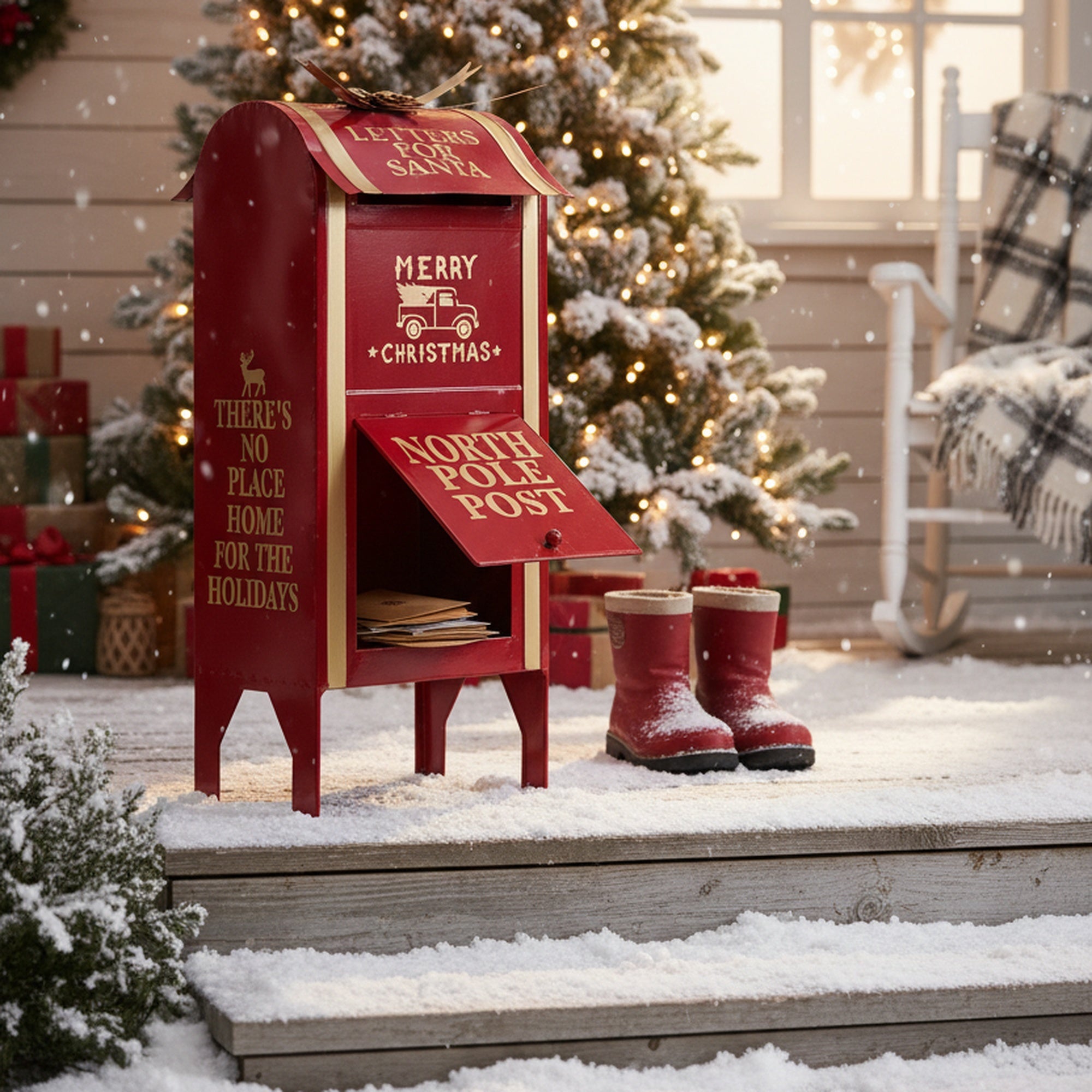 Red Metal Mailbox Letters for Santa, Christmas, Holiday Decor