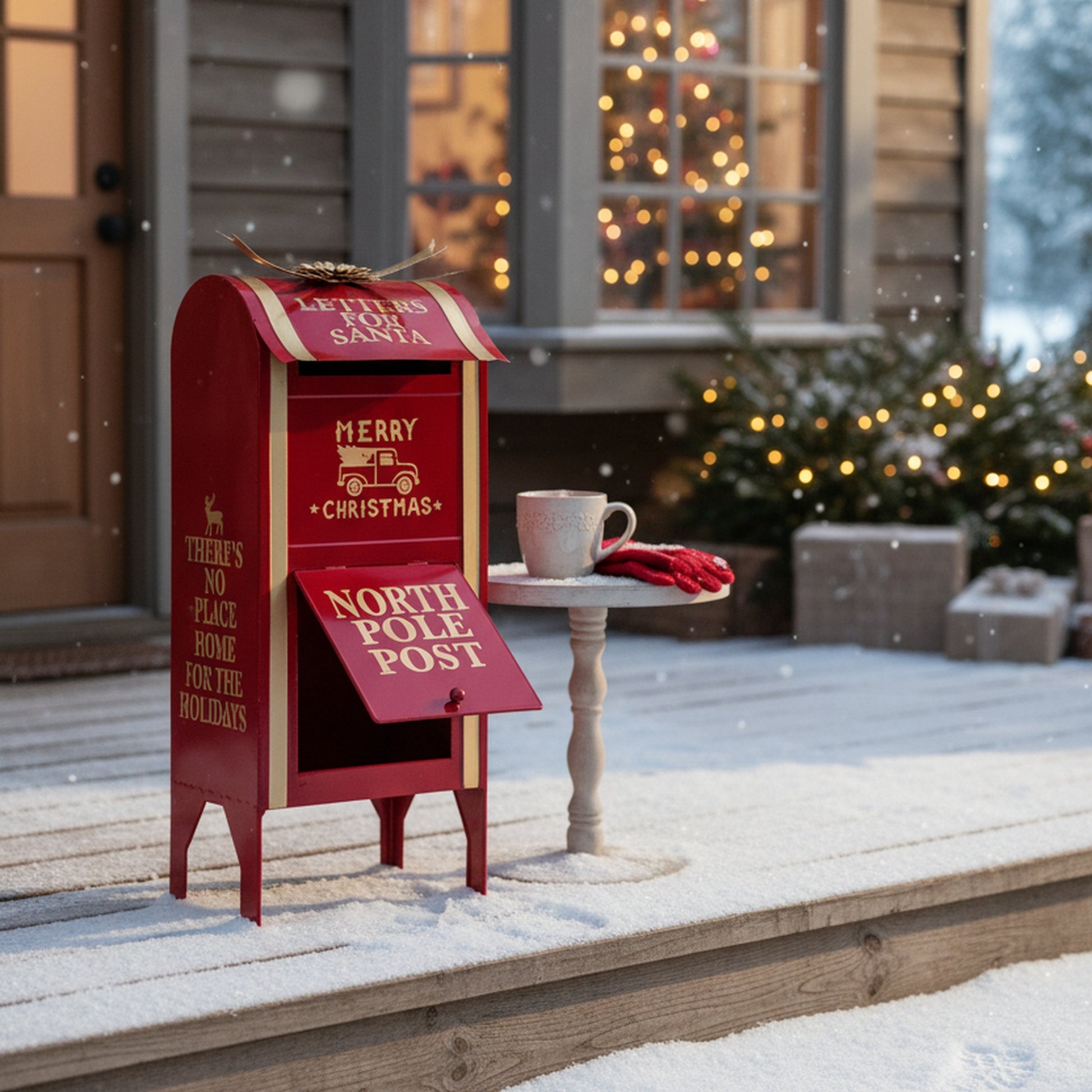 Red Metal Mailbox Letters for Santa, Christmas, Holiday Decor