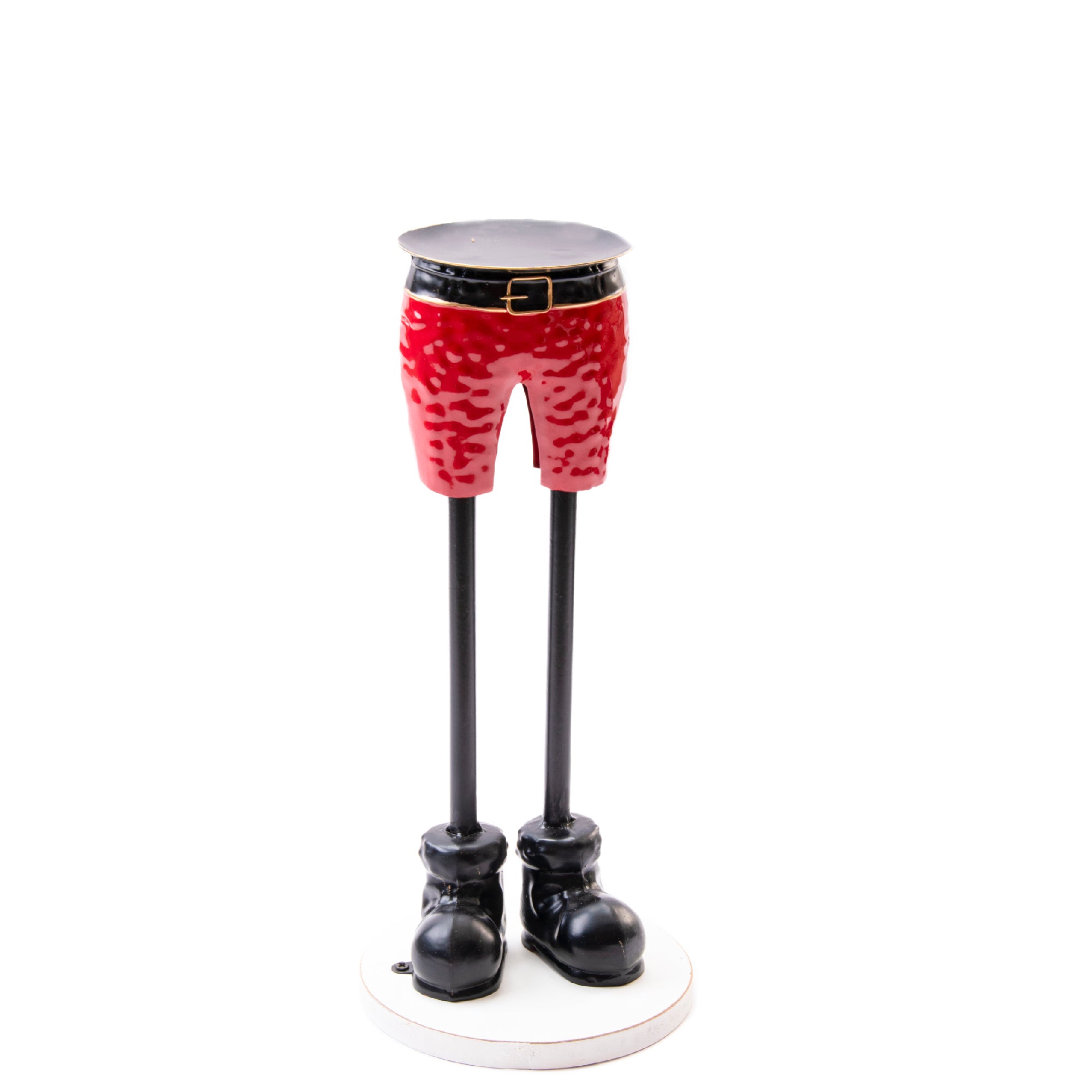 Red Shorts Metal Pillar Candle Holder Large, Decorative Candle, Holiday Decor
