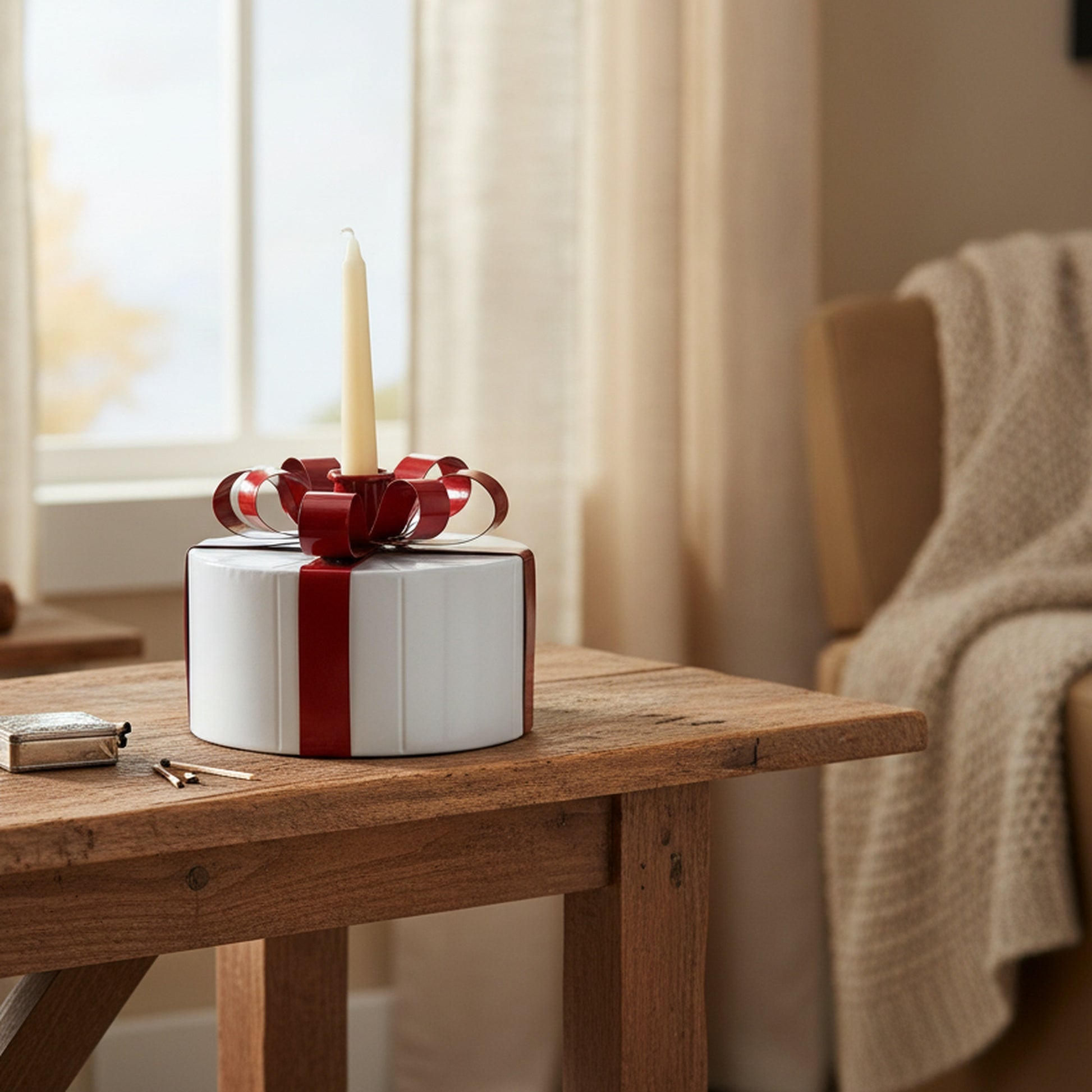 Metal Round Gift Box Taper Holder, Storage Box, Holiday Decor