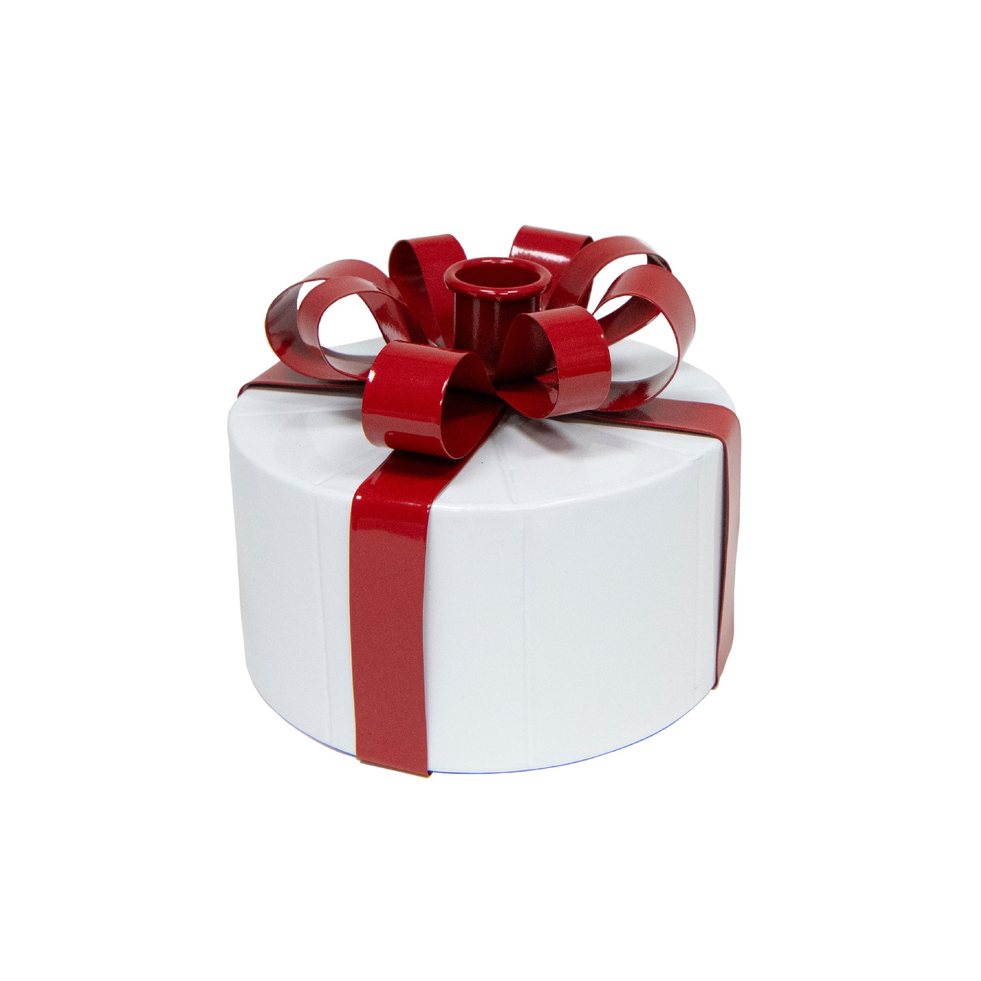 Metal Round Gift Box Taper Holder, Storage Box, Holiday Decor