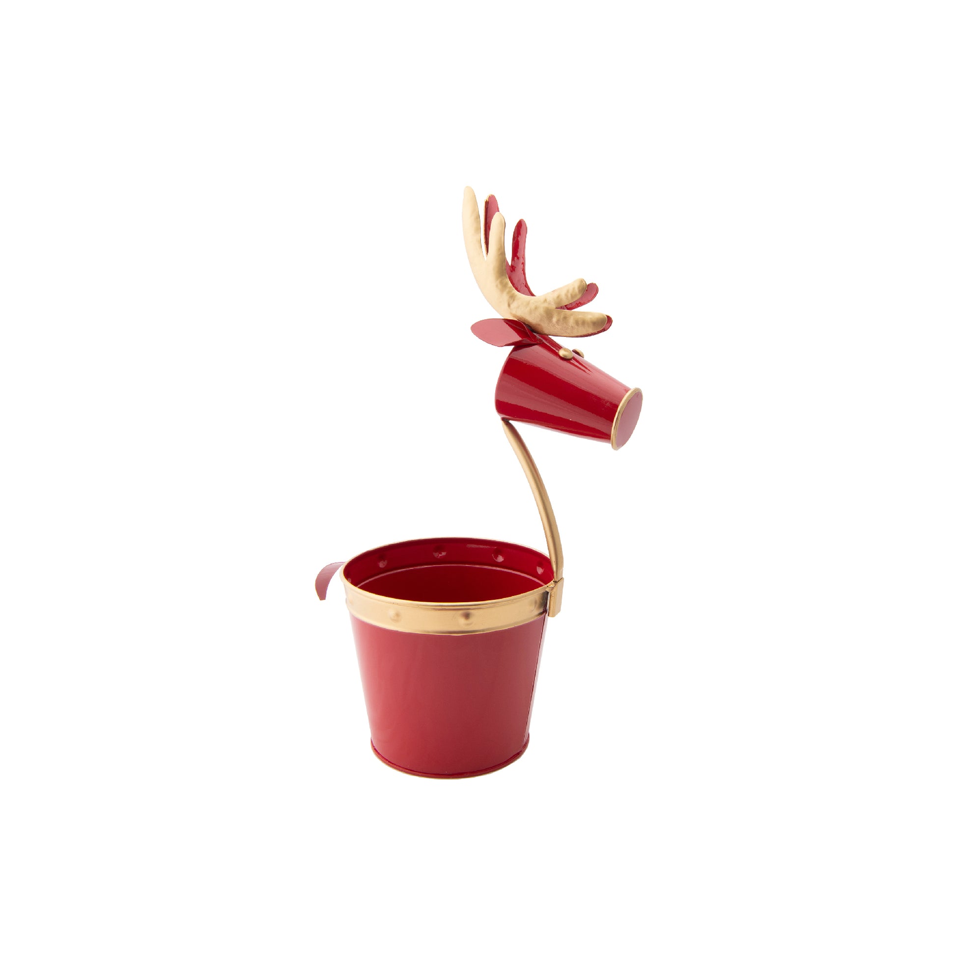 Metal Reindeer Planter Red, Christmas, Planter, Holiday Decor
