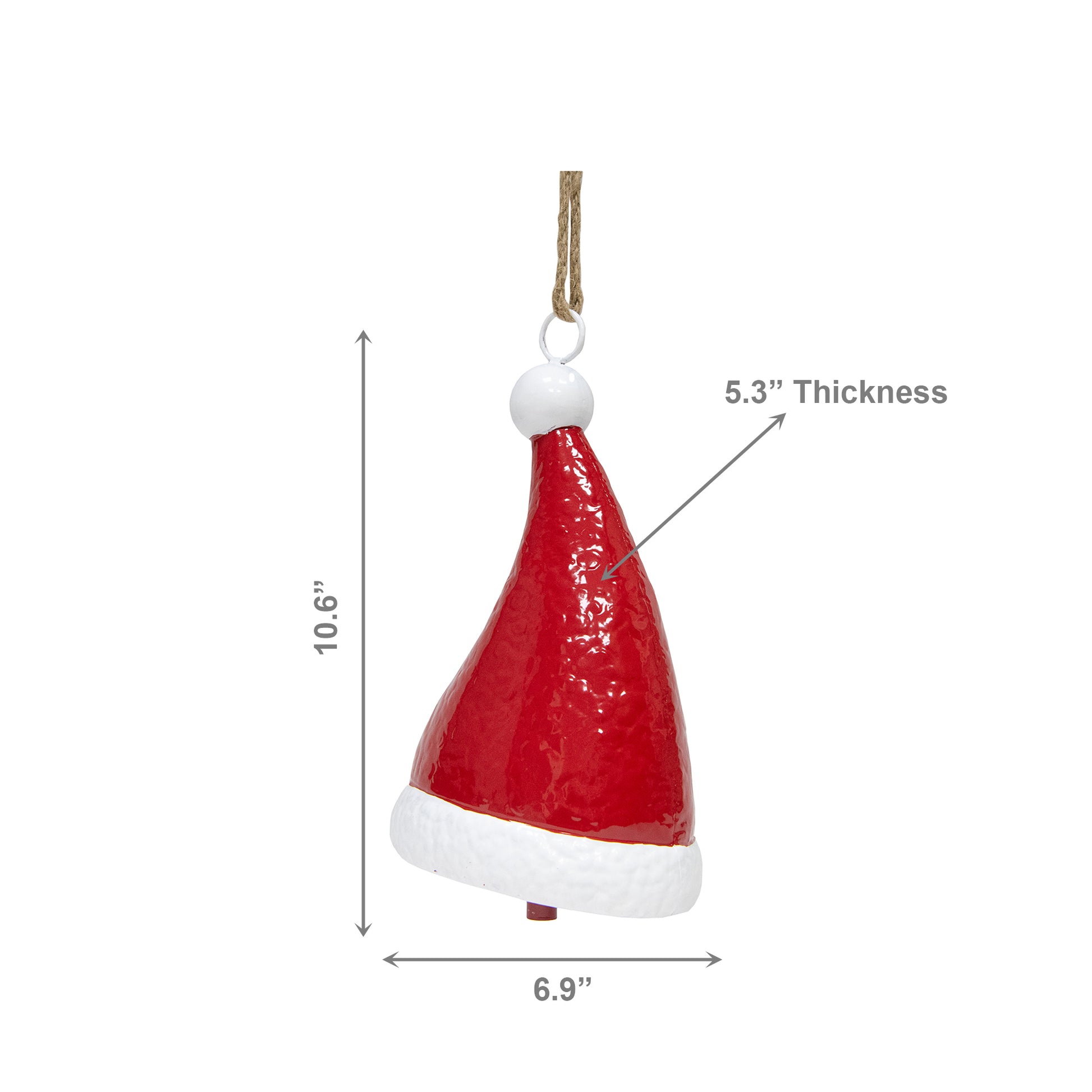 Metal Santa Hat Bell Hanger, Christmas, Jingle Bells, Holiday Decor